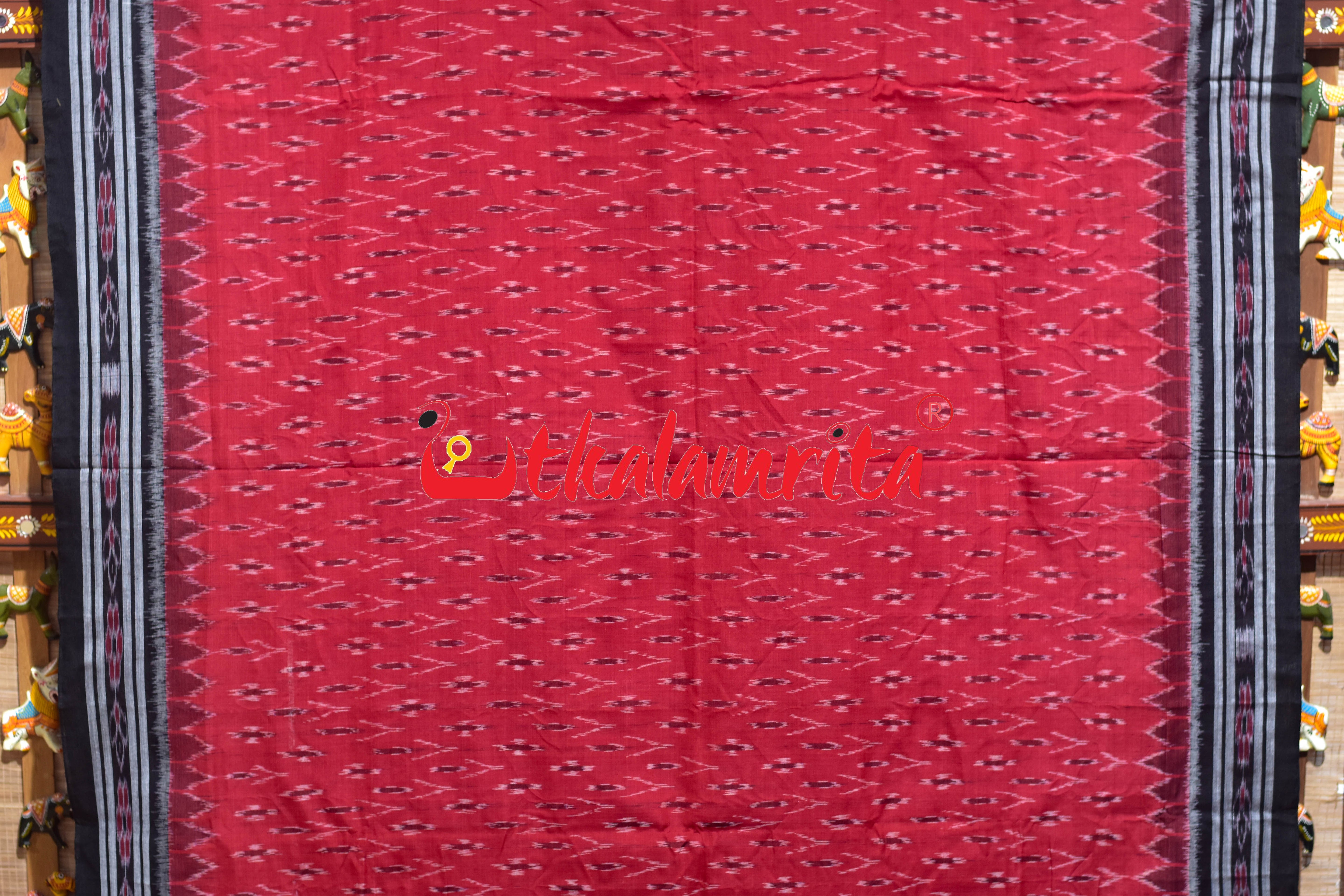 Red Black Body Bandha Khandua Cotton Saree