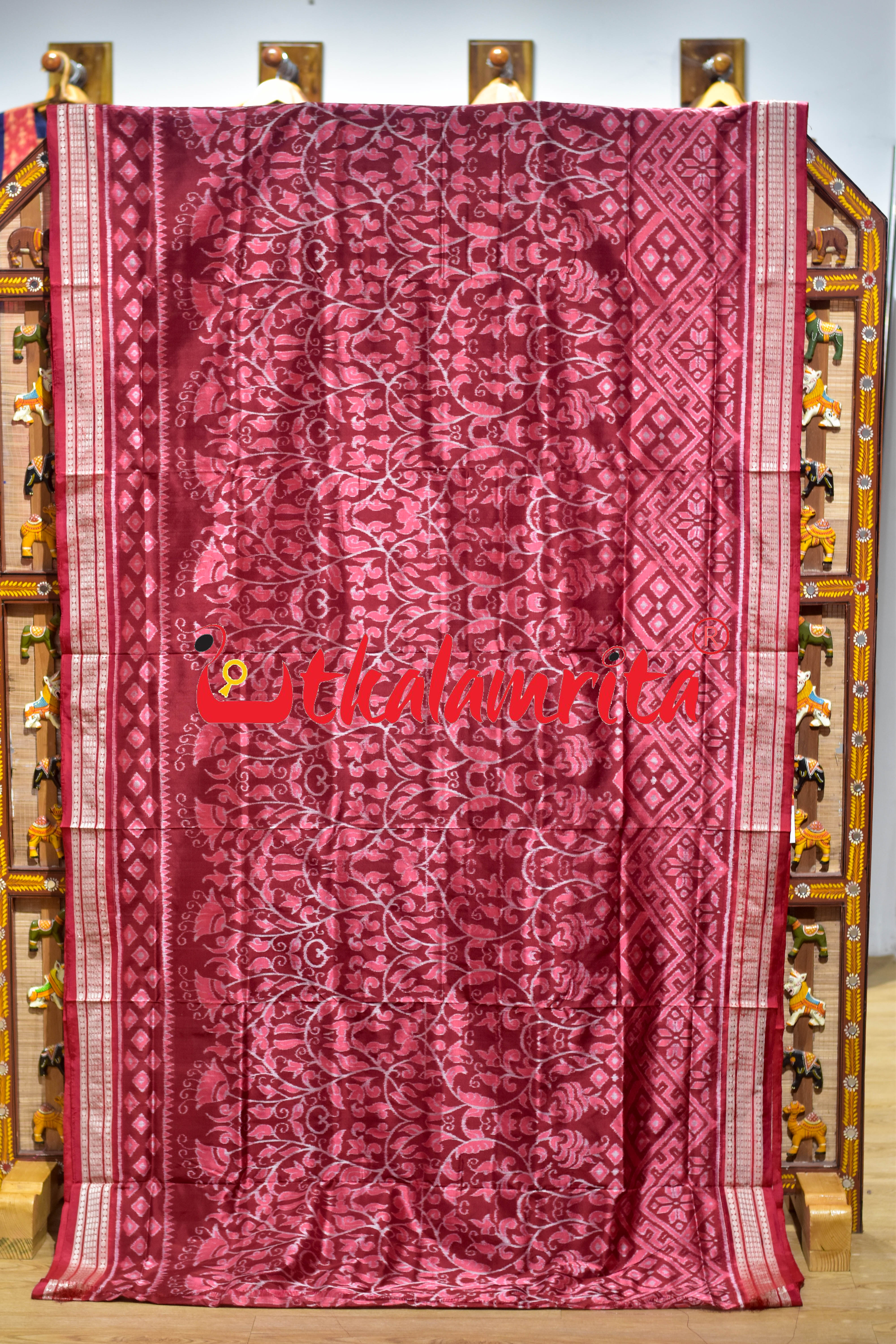 Coffee Pink Lata Patra Sambalpuri Silk Saree