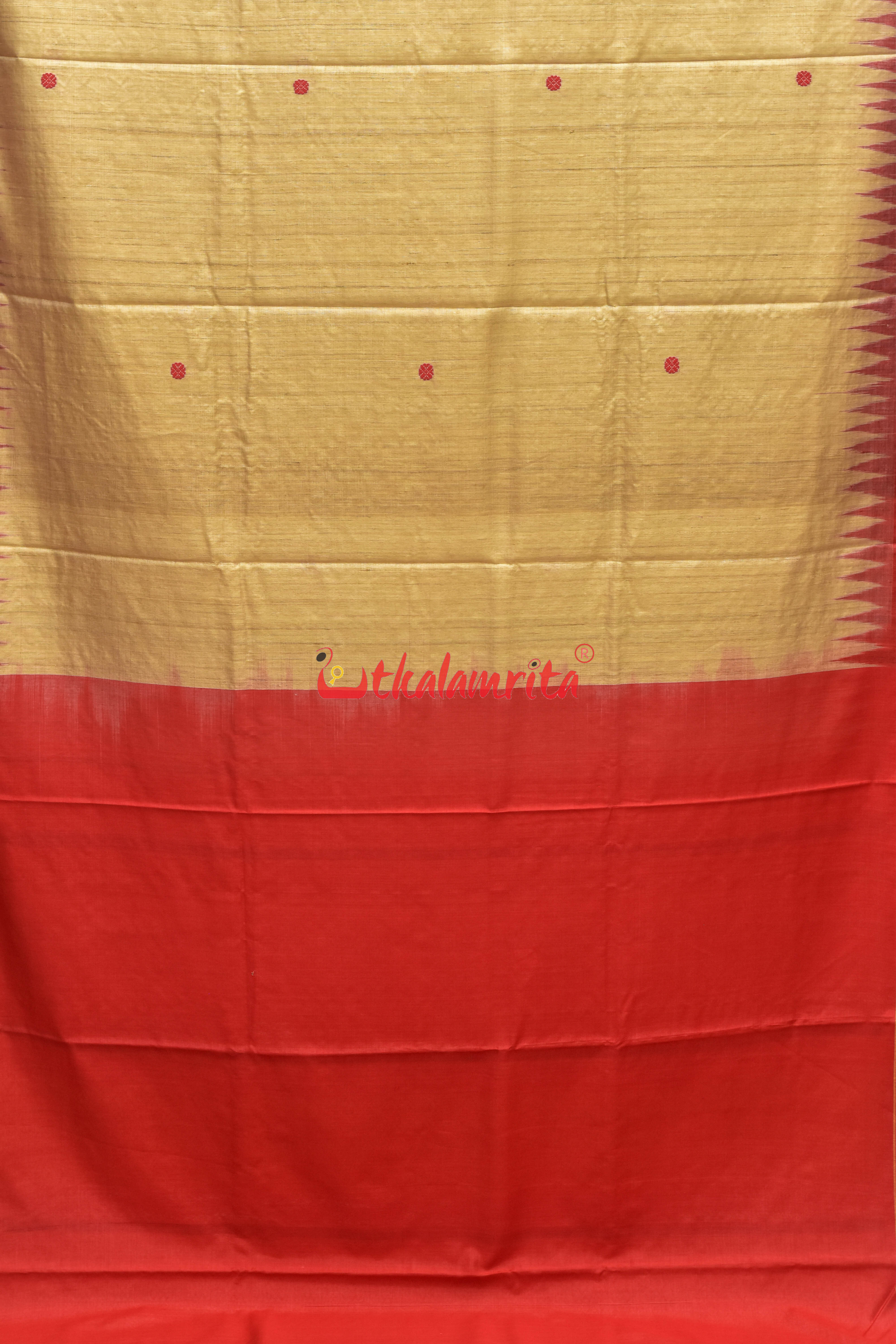 Natural Red Rudraksha Border Jaala Anchal Tussar Saree