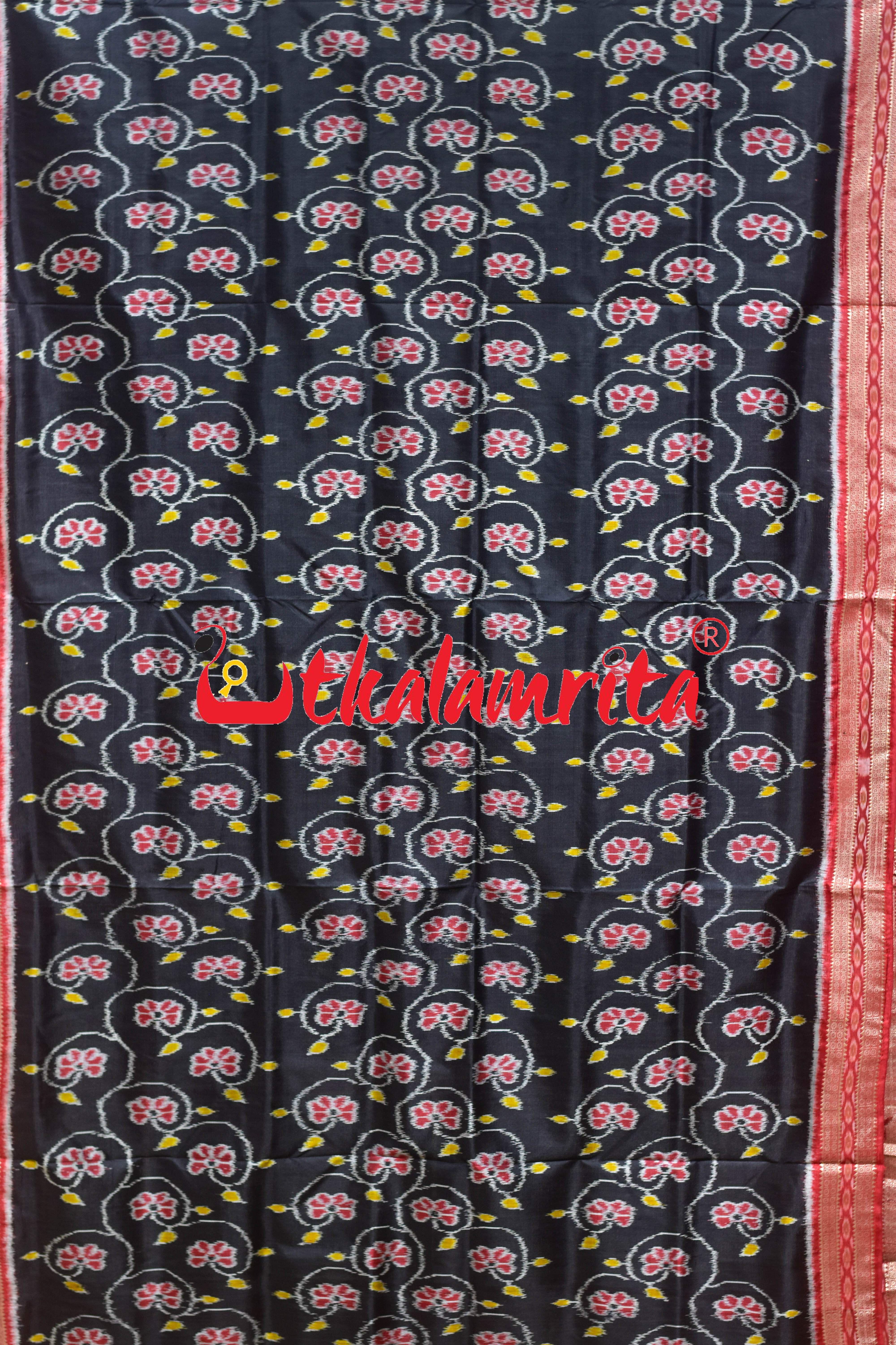 Black Body Lata Phula Khandua Silk Saree