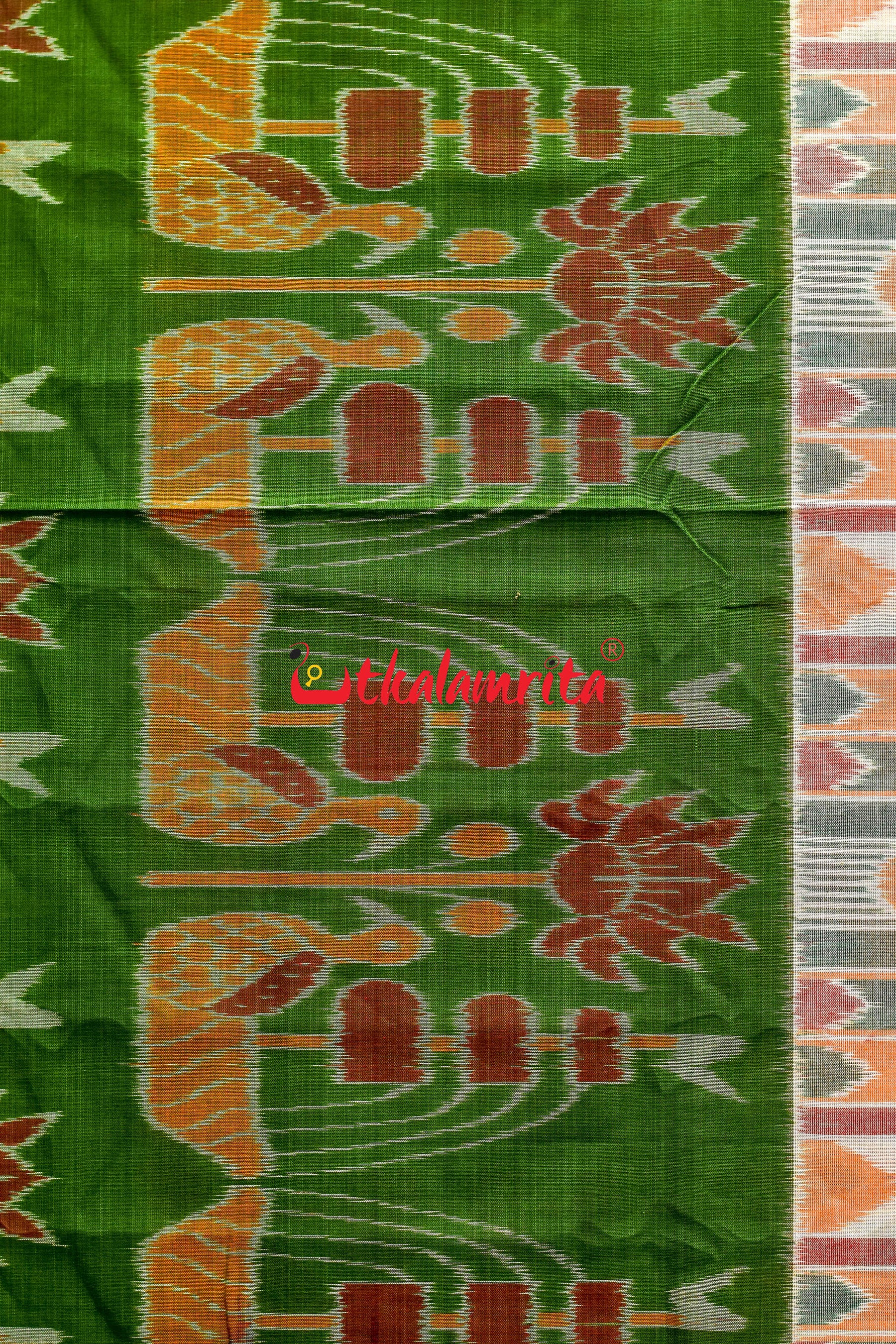 Half Half Taj Mahal Boita Mehndi Khandua Cotton Saree