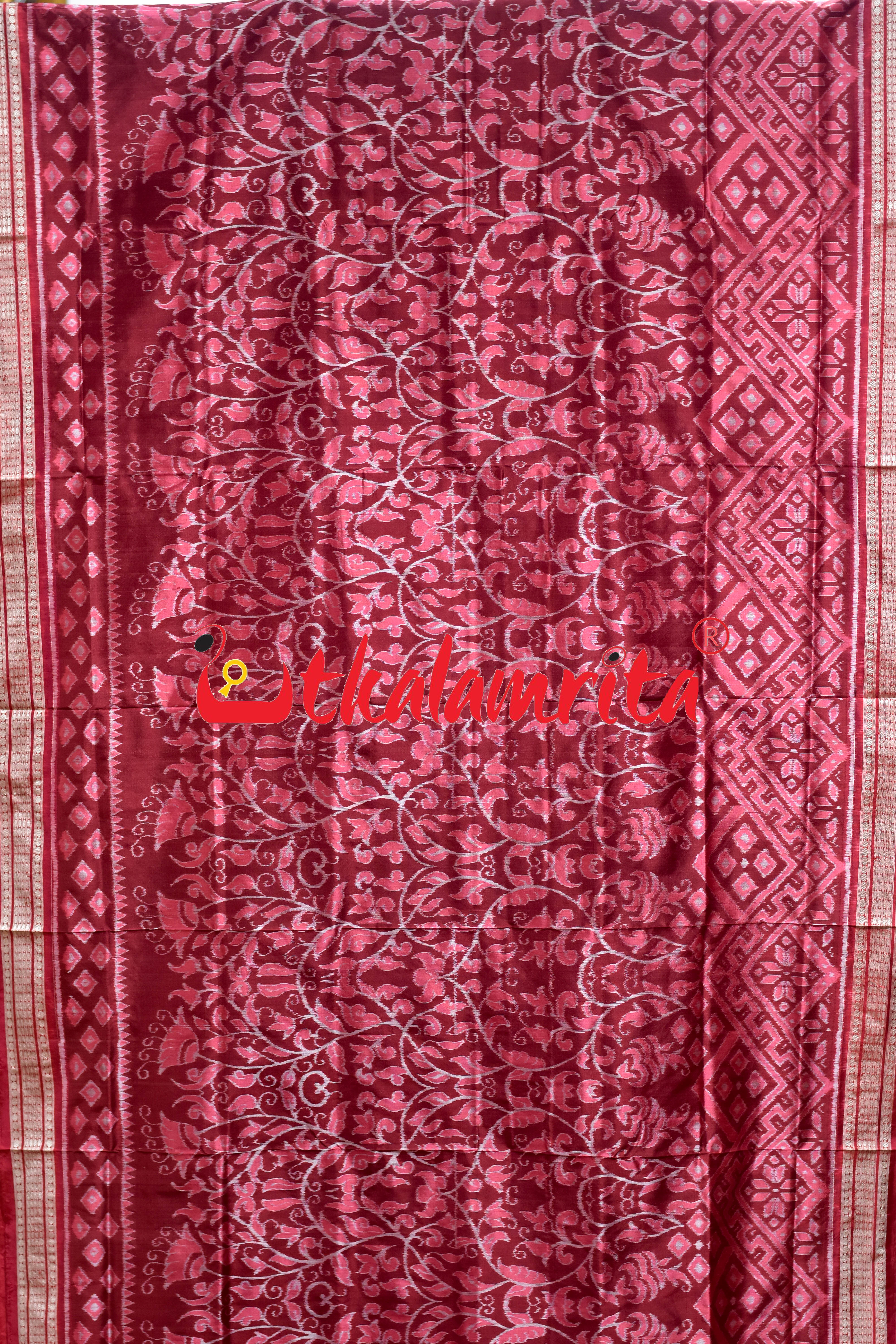 Coffee Pink Lata Patra Sambalpuri Silk Saree