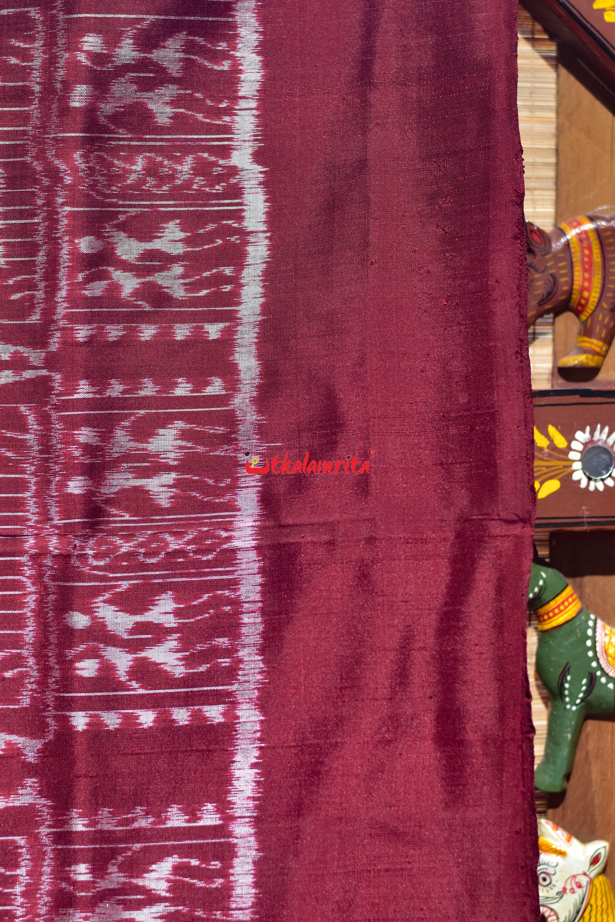 Dhadi Tribal Maroon Sambalpuri Silk Saree