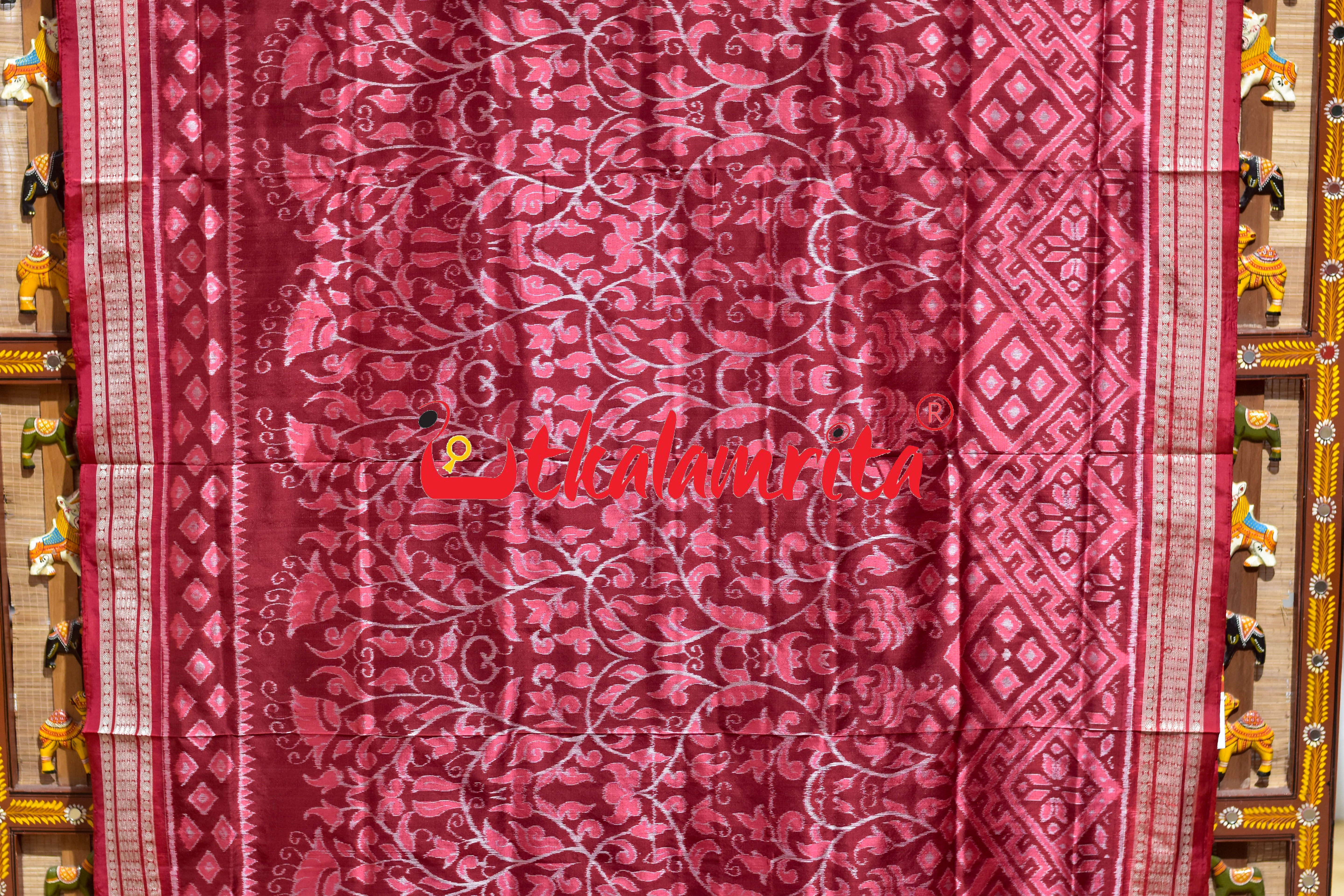 Coffee Pink Lata Patra Sambalpuri Silk Saree