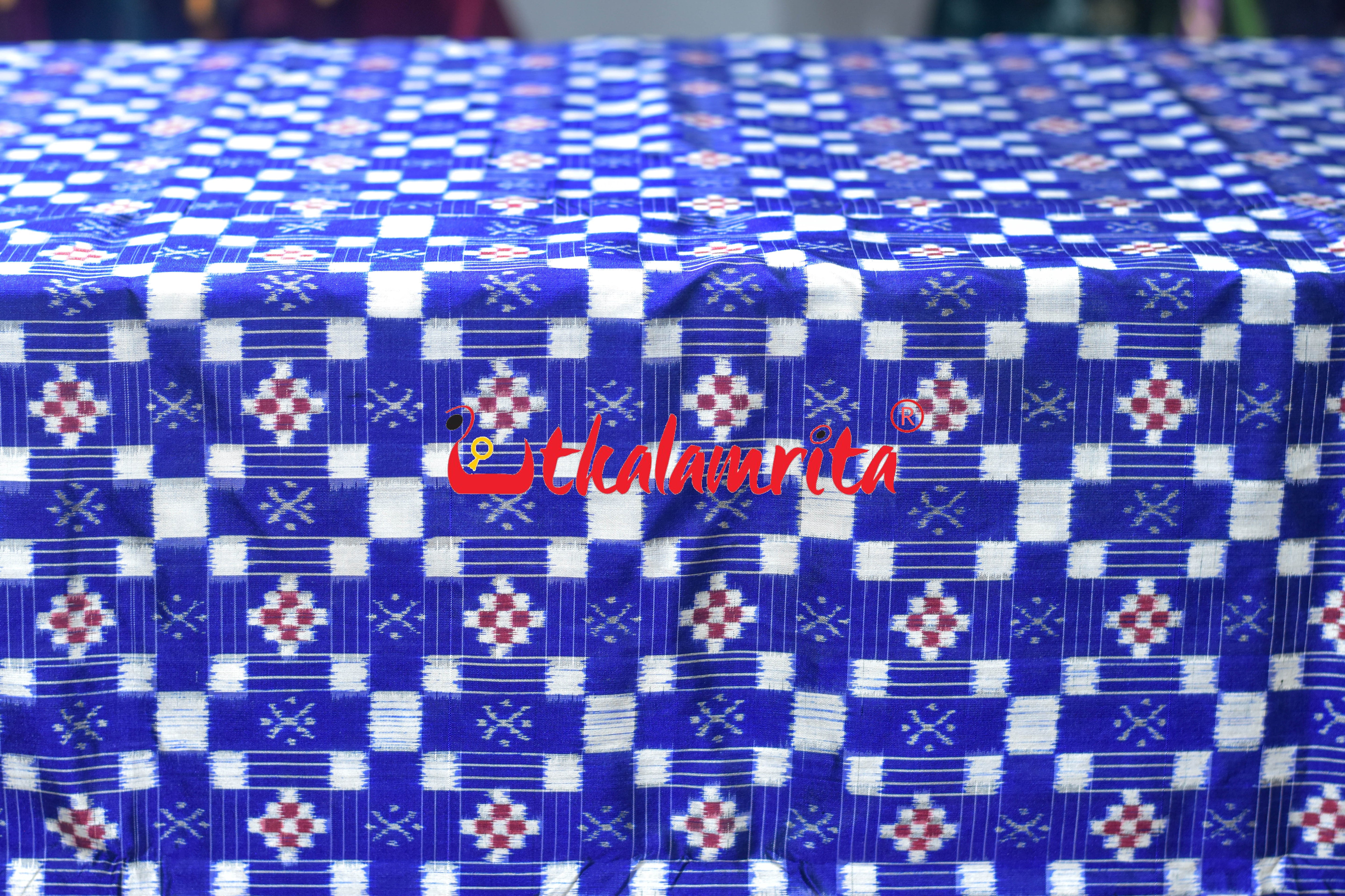 Blue White Kothi Pasapali Silk (Fabric)