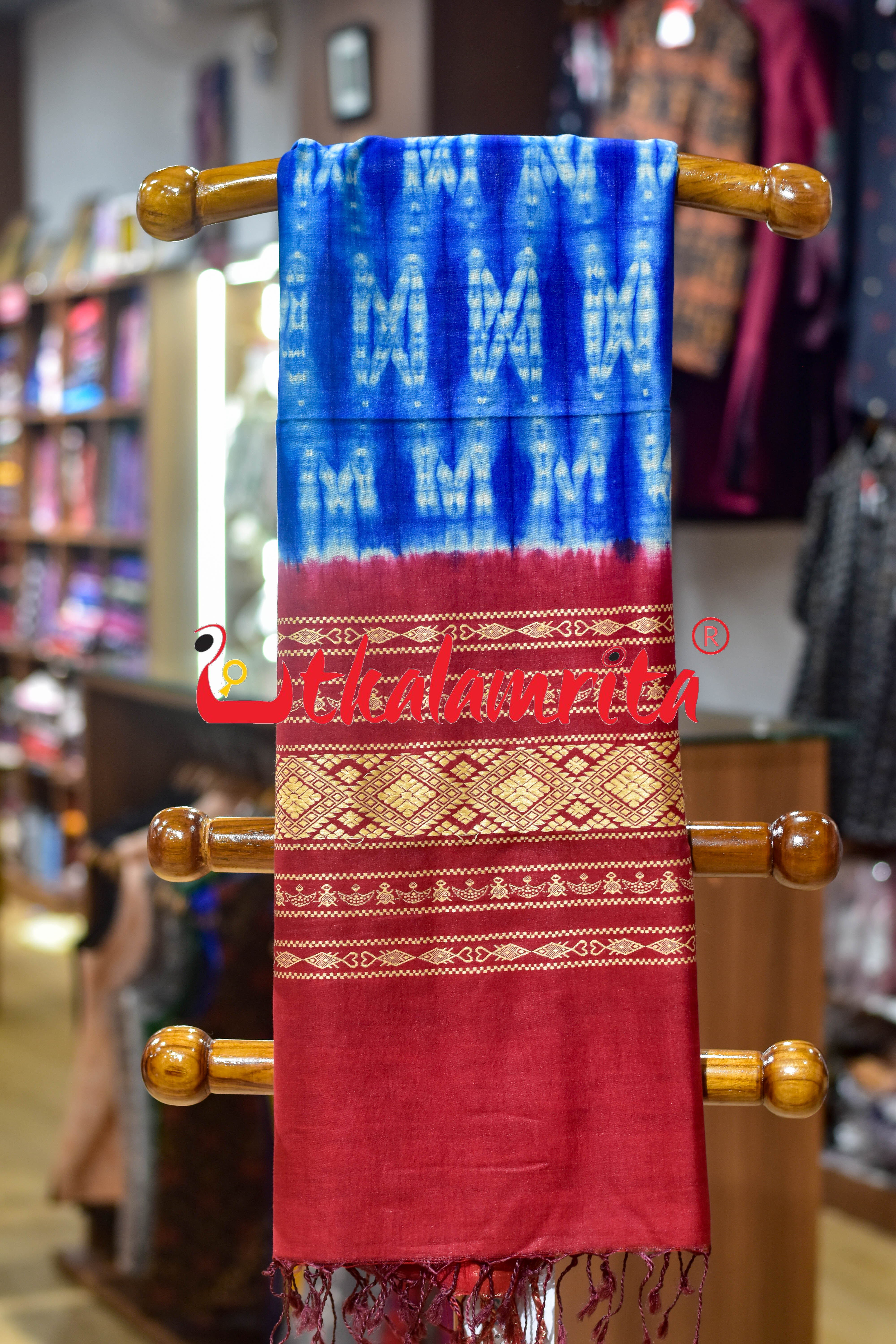 Blue White Shibori with Jala Tussar (Dupatta)