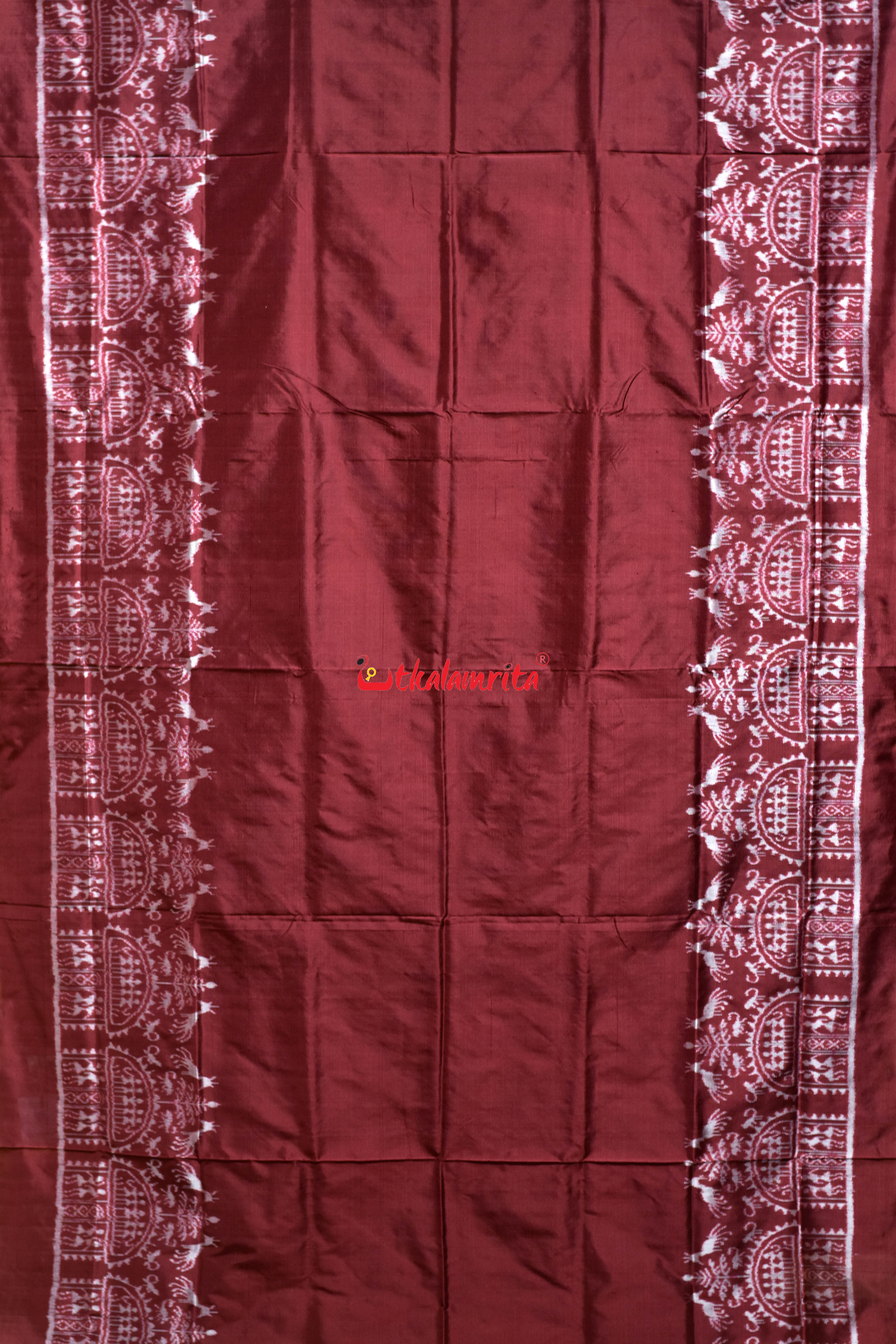 Dhadi Tribal Maroon Sambalpuri Silk Saree