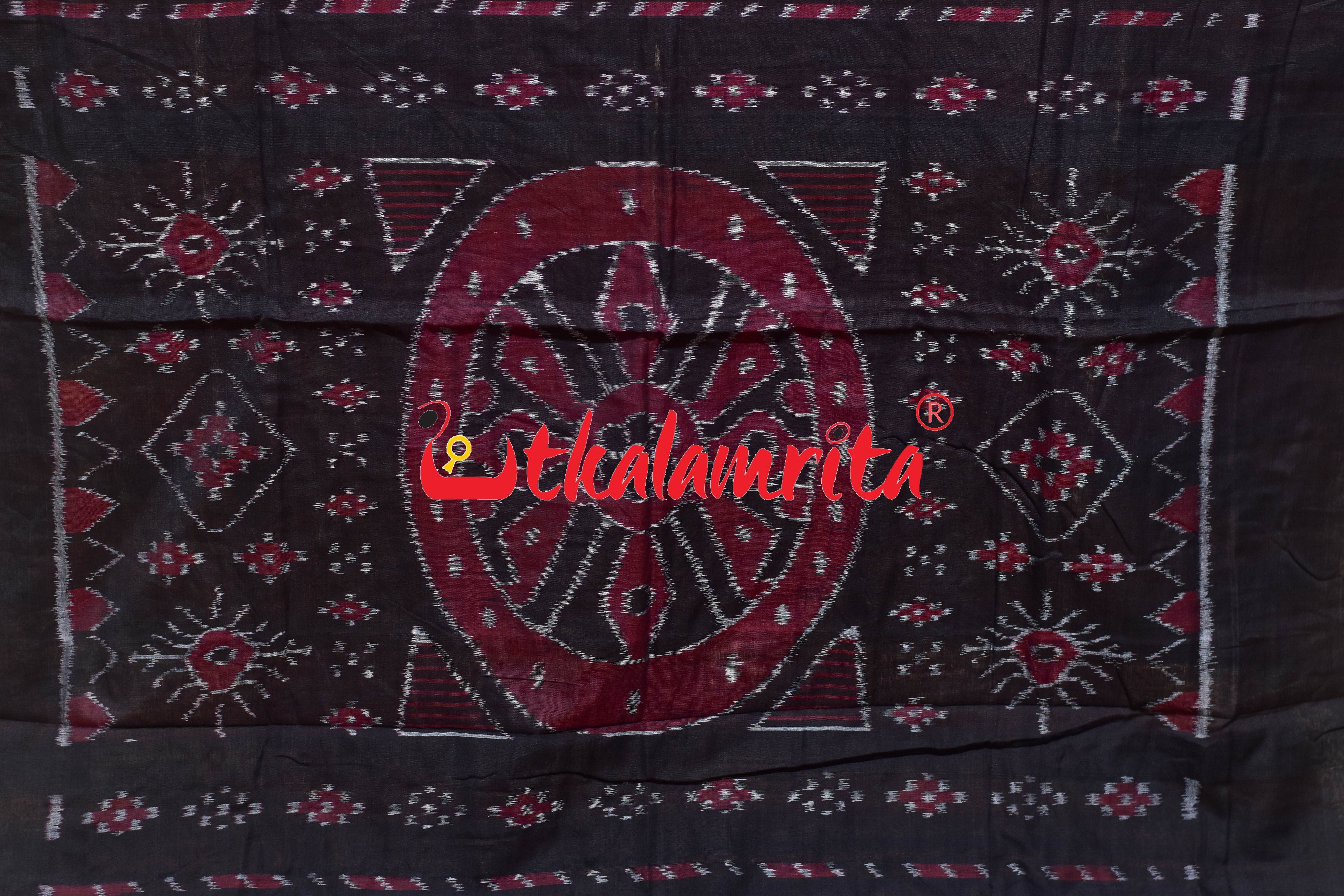 Rust Black Kargil Kumbha Cotton Saree