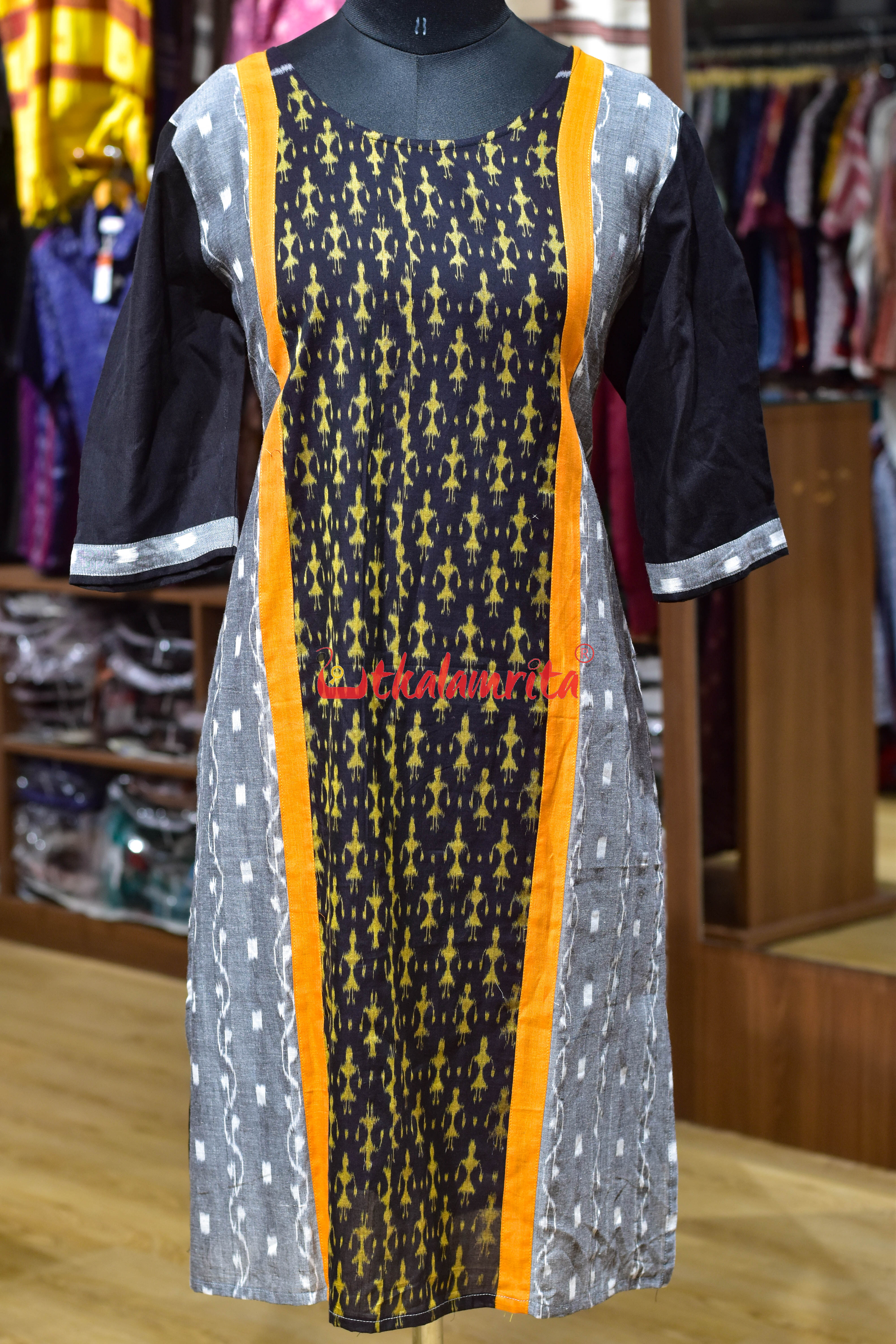Grey Golden Loom Elegance (Ladies Kurti)