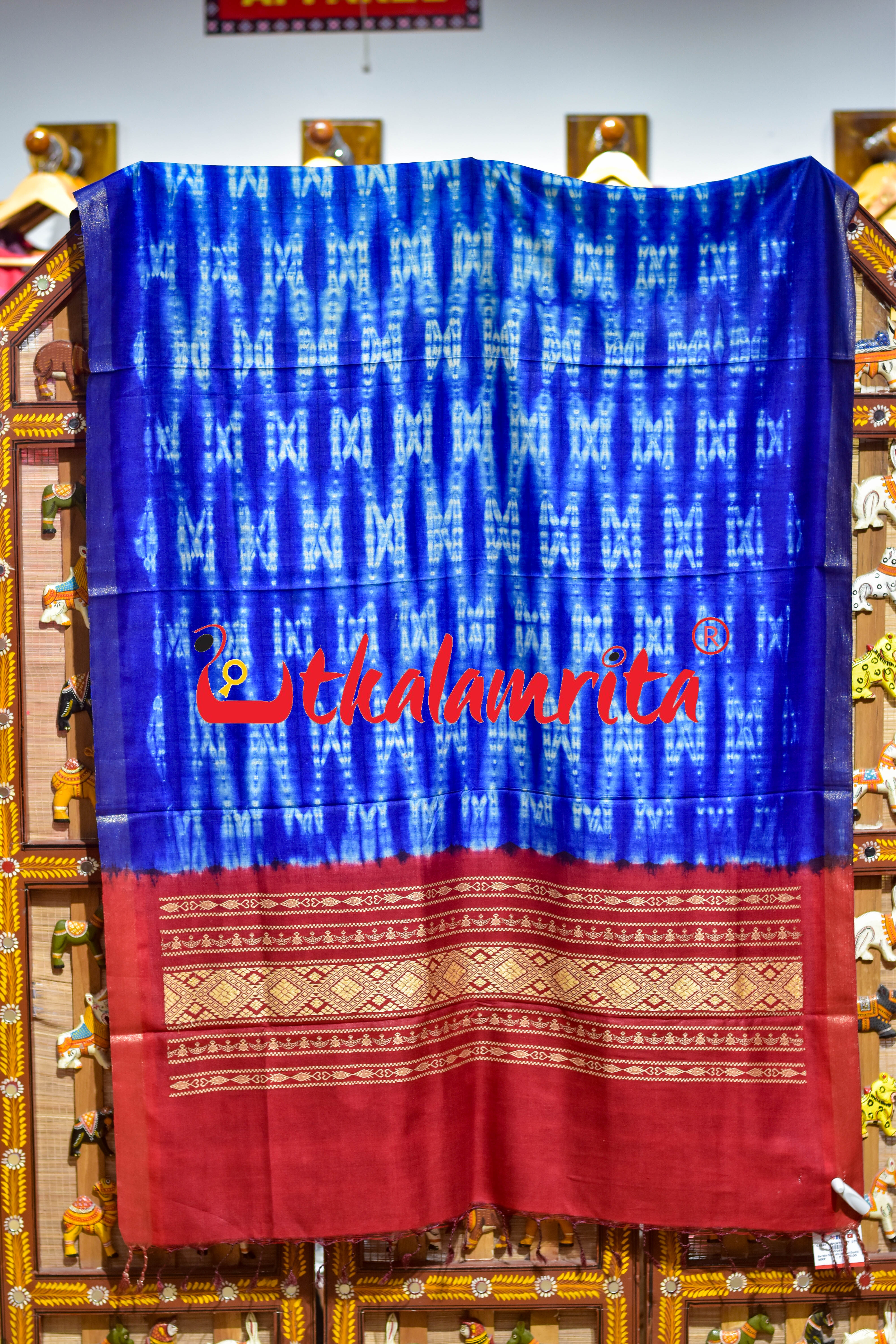 Blue White Shibori with Jala Tussar (Dupatta)