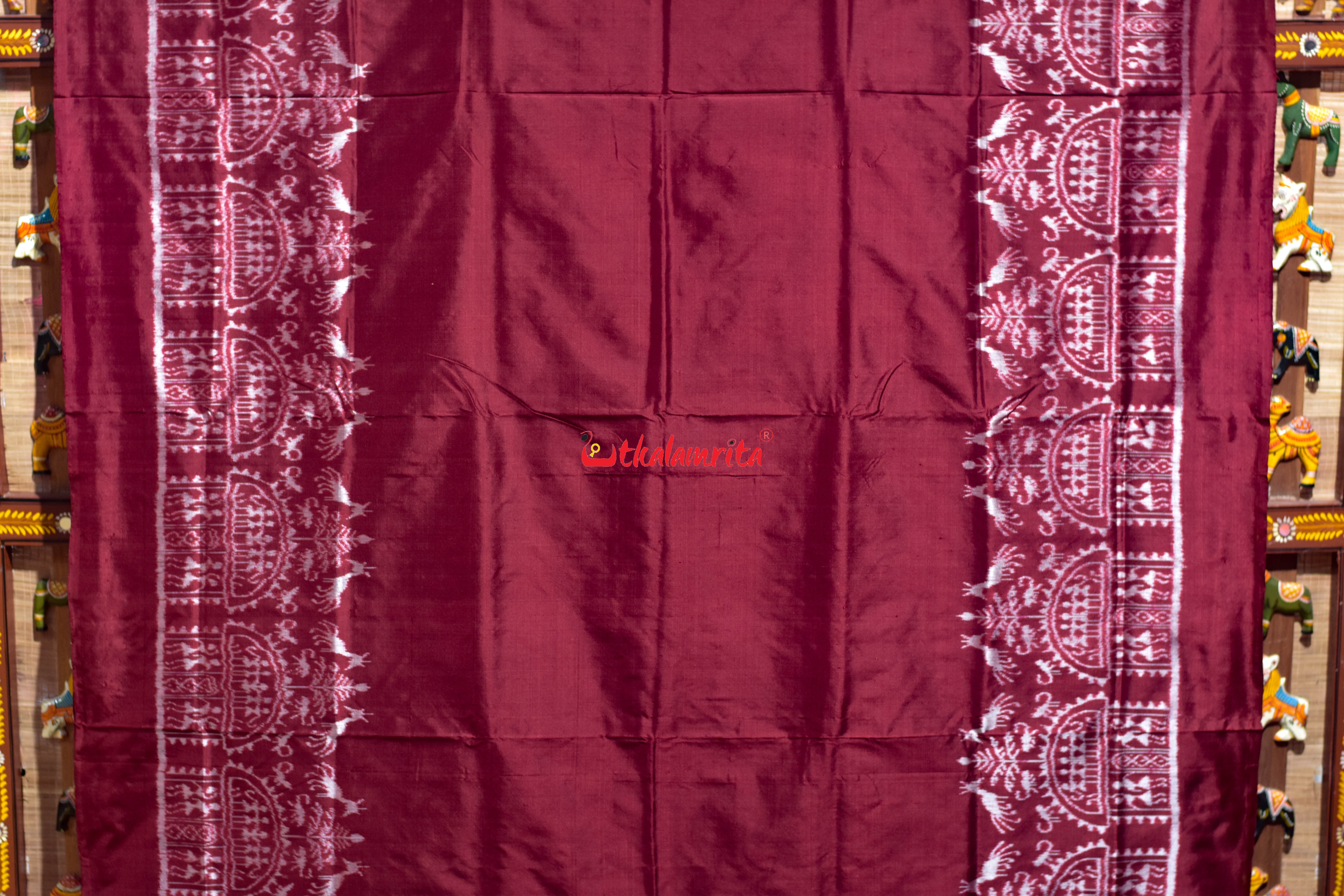 Dhadi Tribal Maroon Sambalpuri Silk Saree