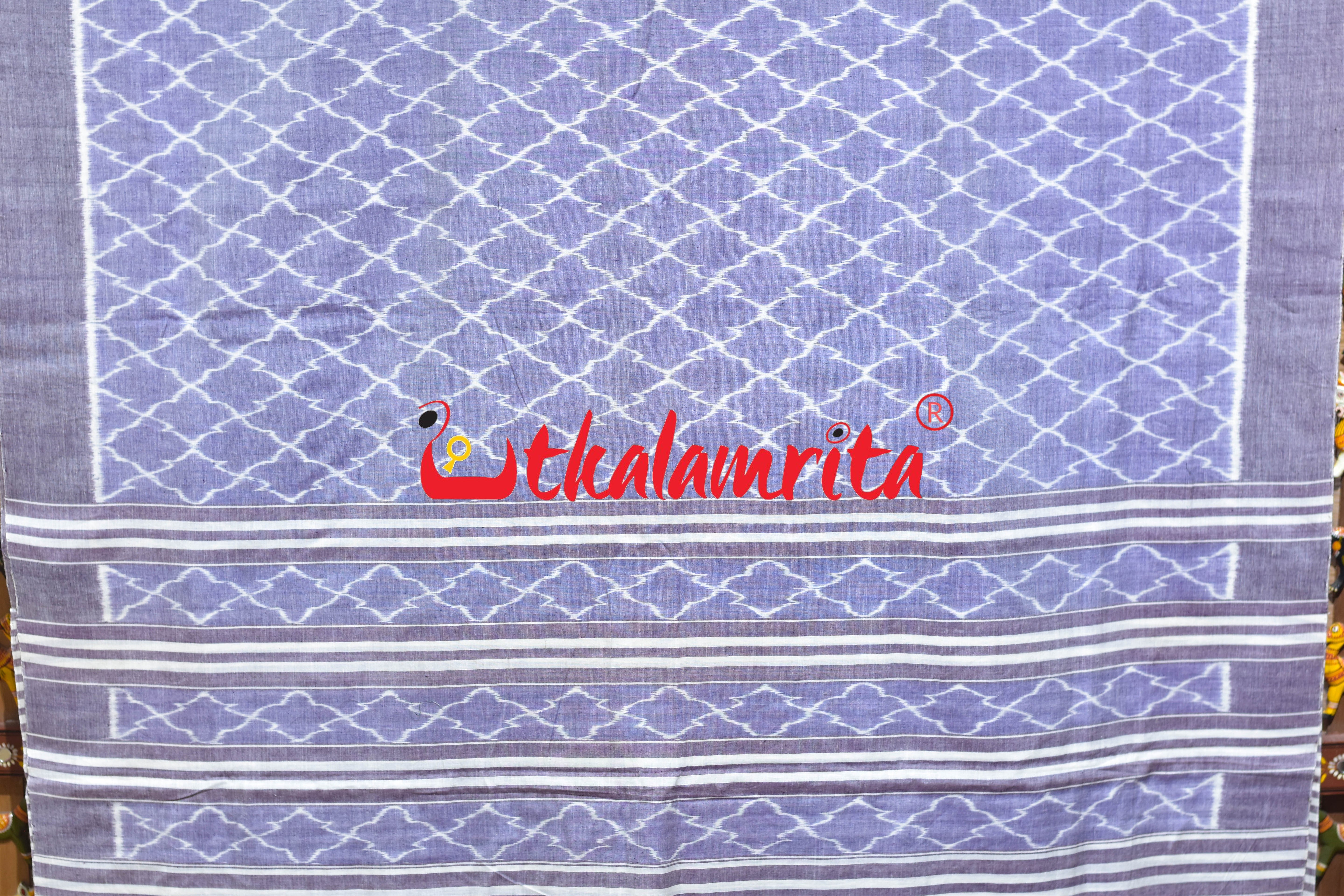 Lavender Cross Fence Khandua Cotton Saree