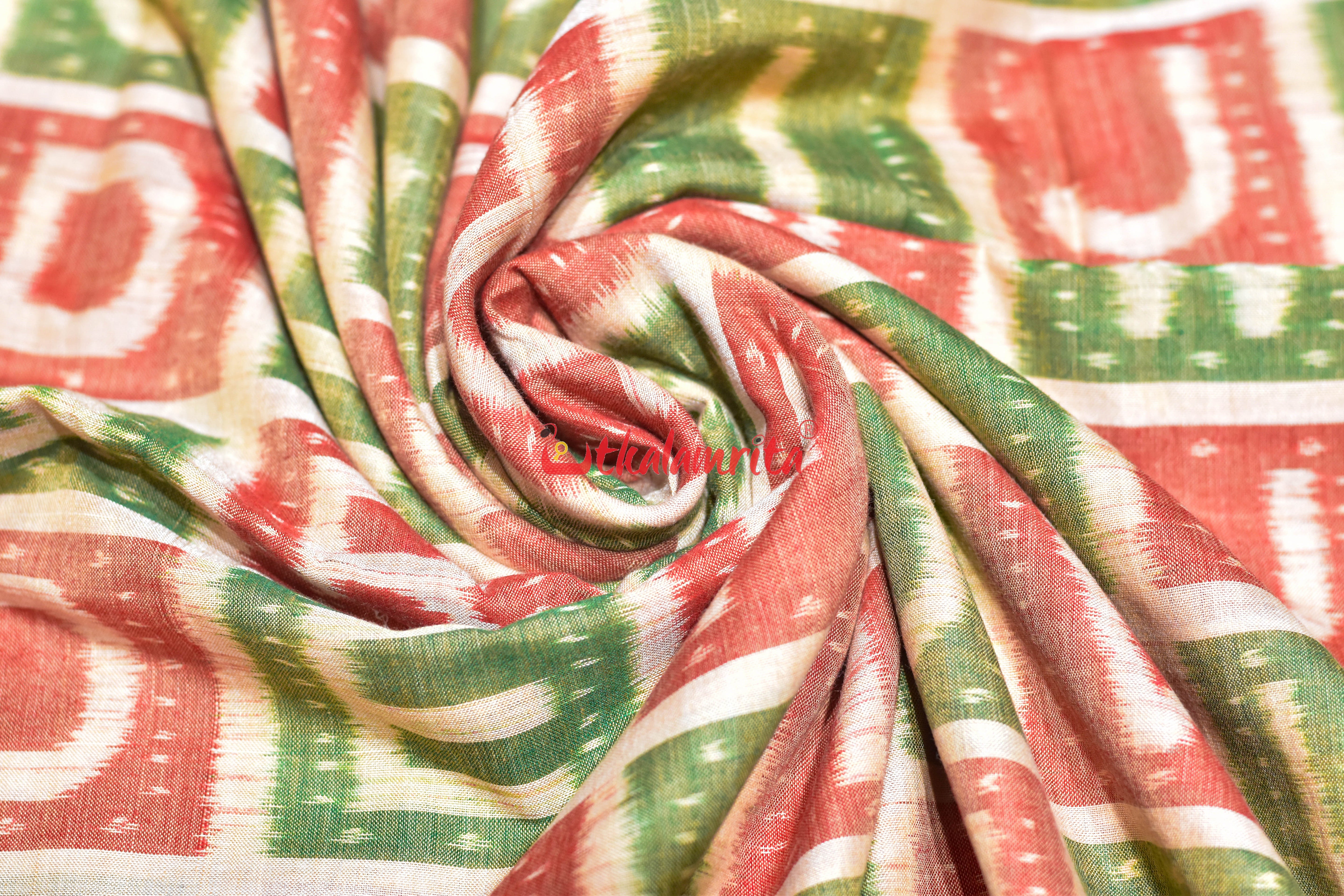 Matha Green Red English Alphabets Cotton (Fabric)