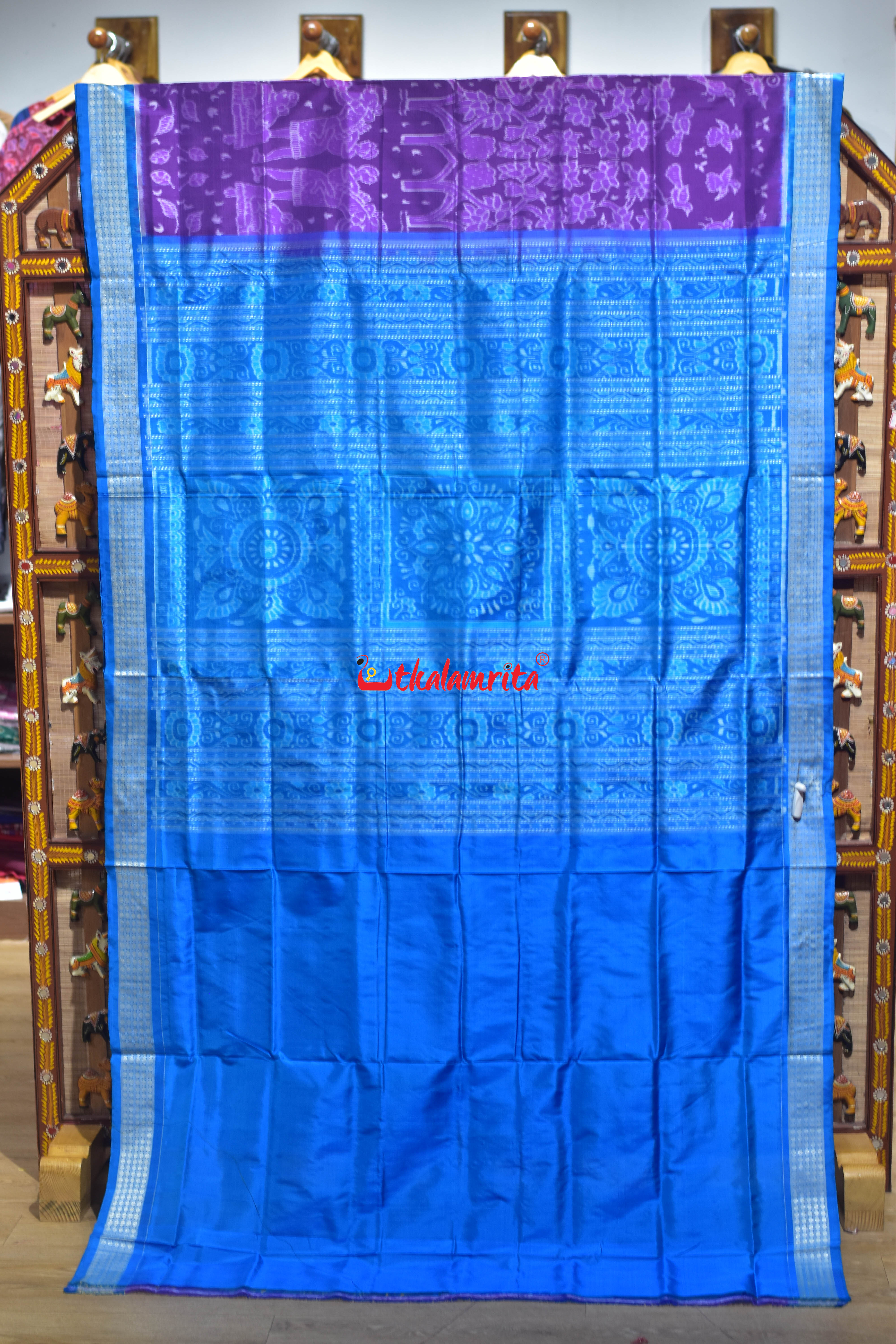 Mahul Betta Purple Blue Sambalpuri Silk Saree