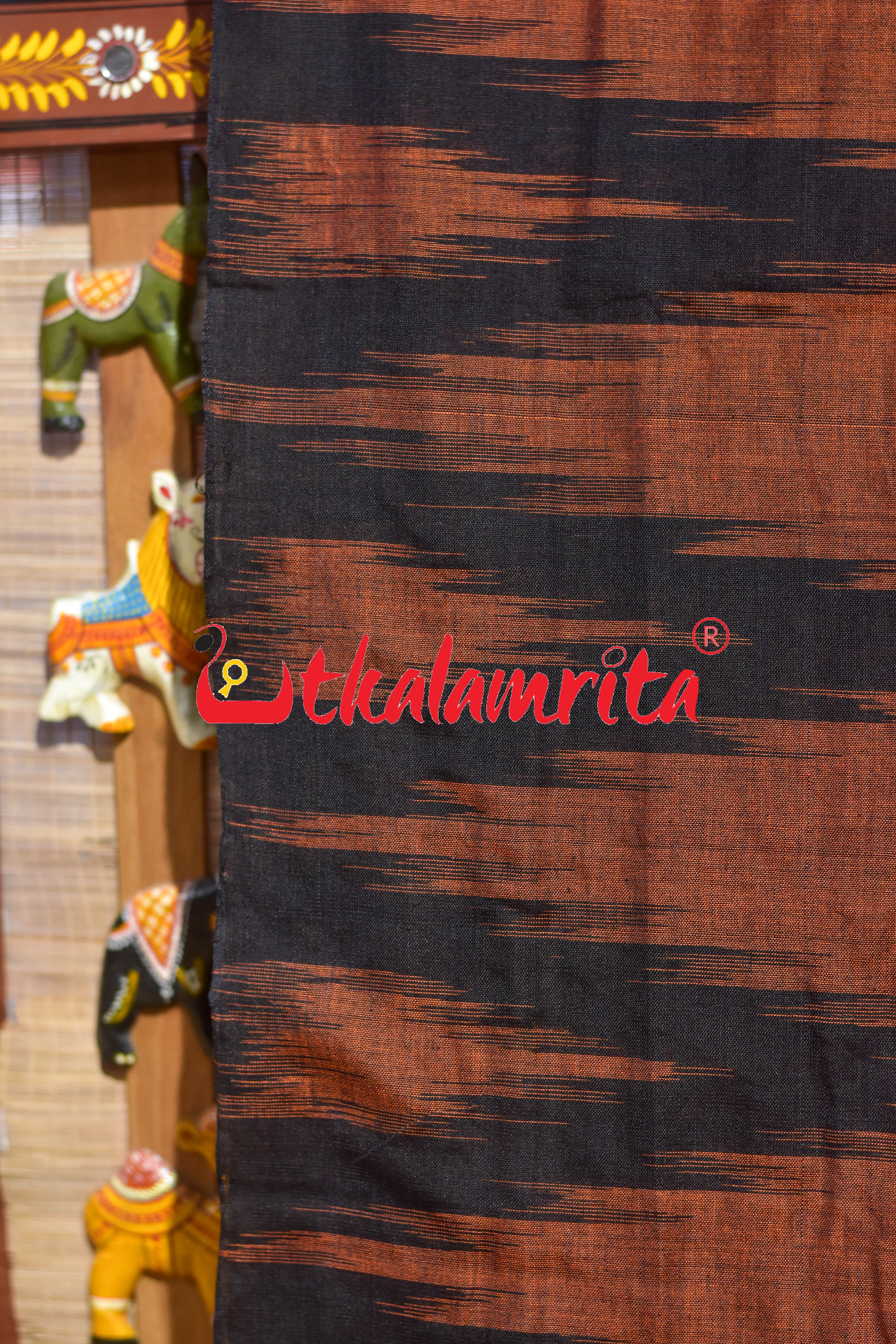 Rust Black Kargil Kumbha Cotton Saree