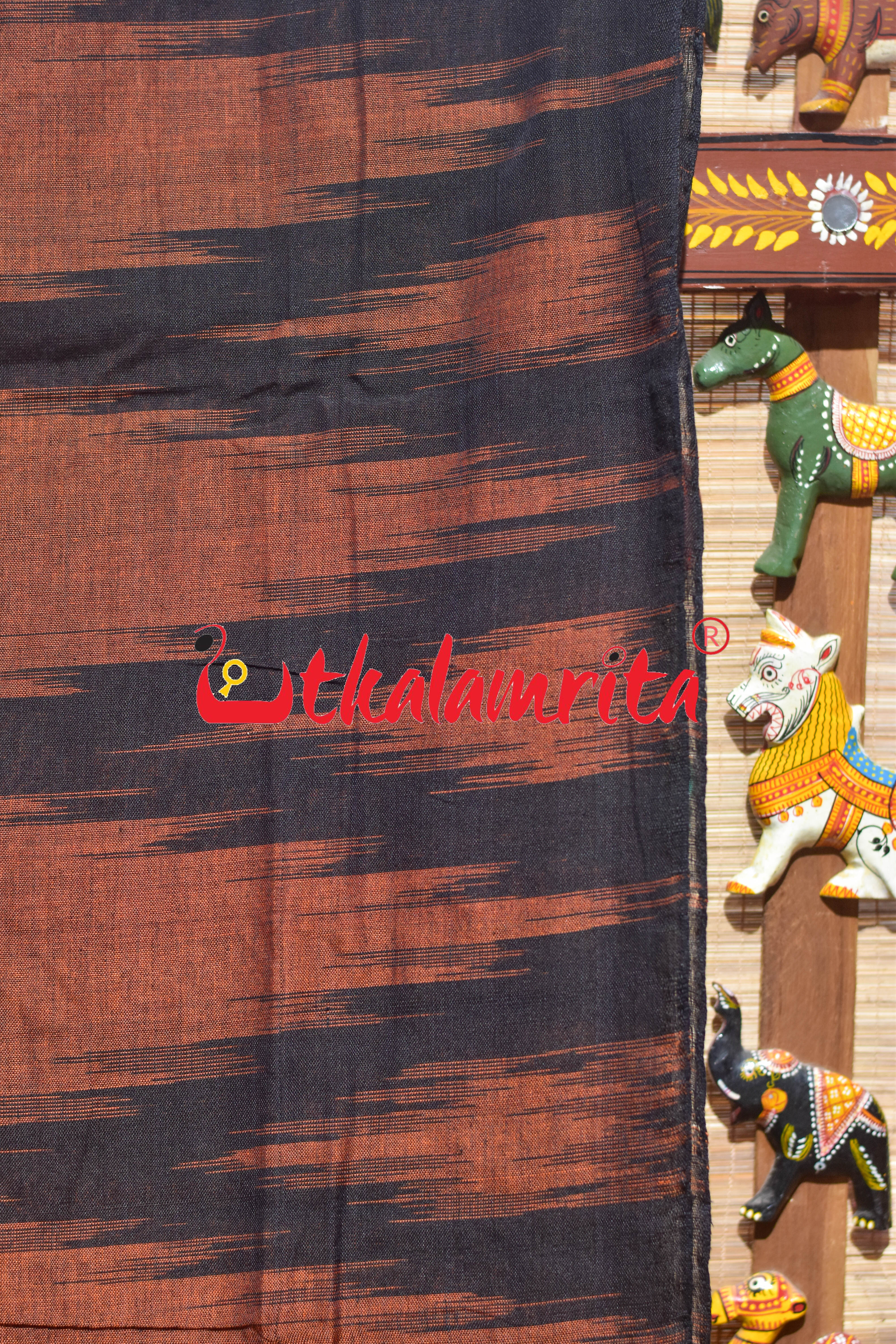 Rust Black Kargil Kumbha Cotton Saree