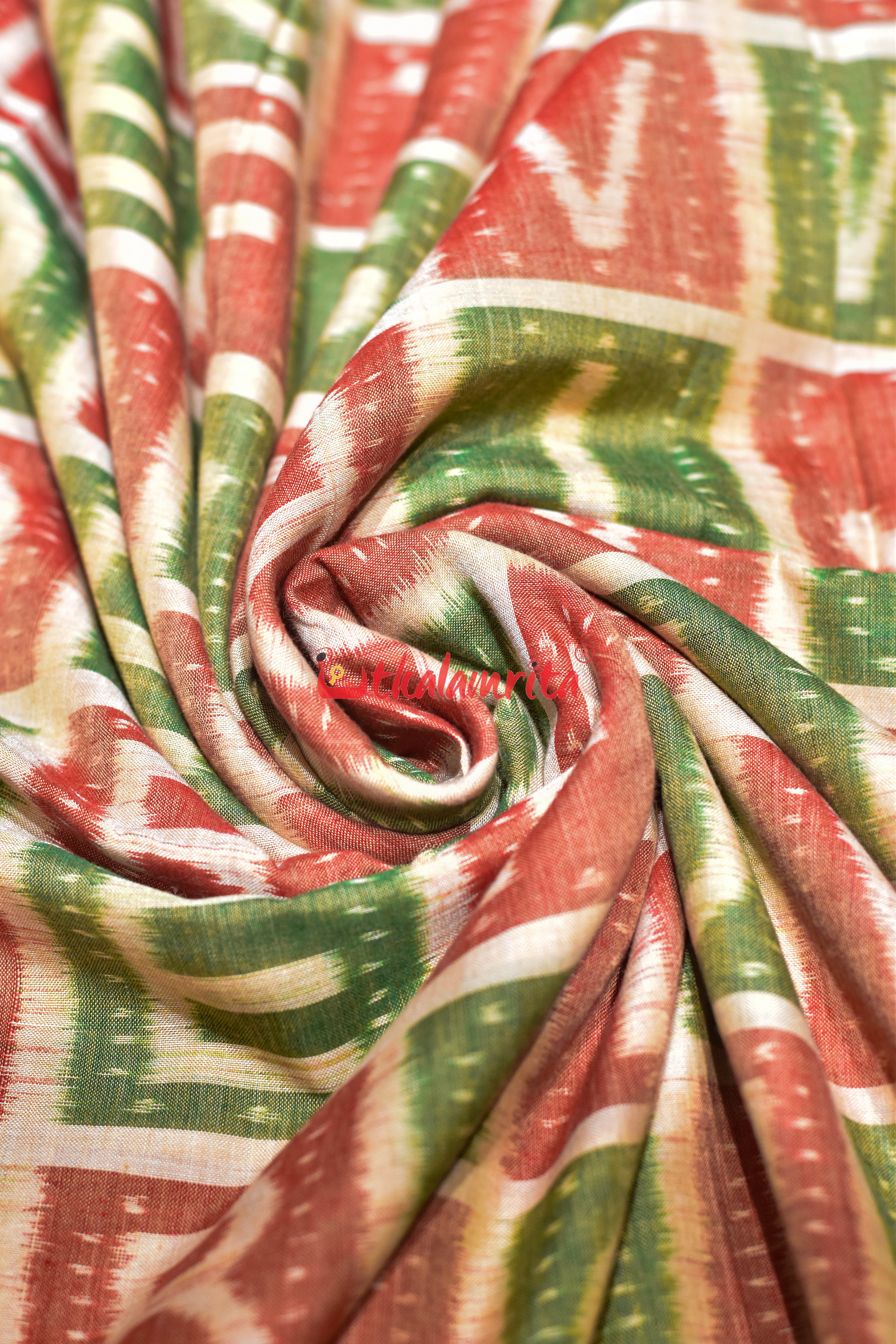 Matha Green Red English Alphabets Cotton (Fabric)