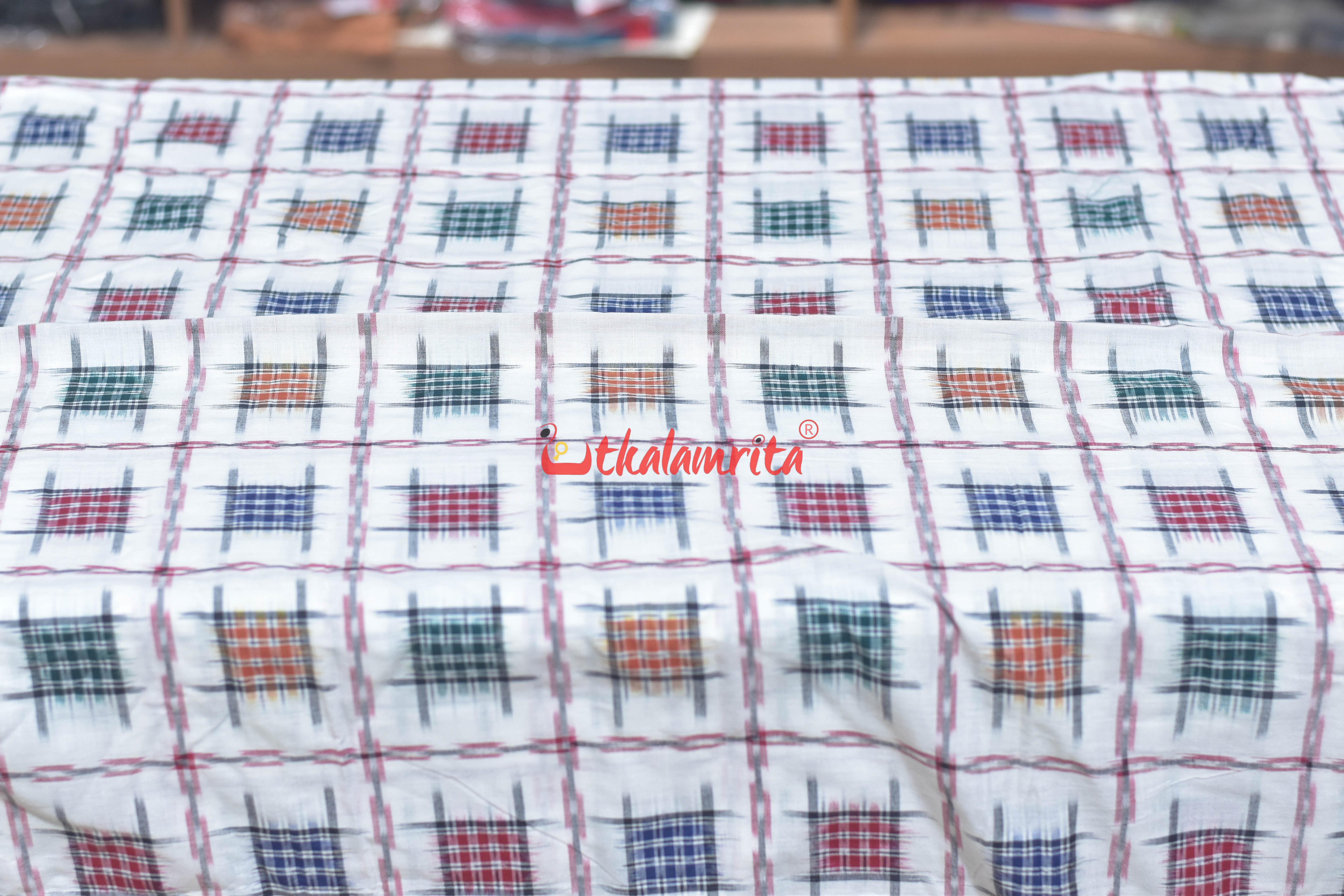 White Mini Aswini Sambalpuri Cotton (Fabric)