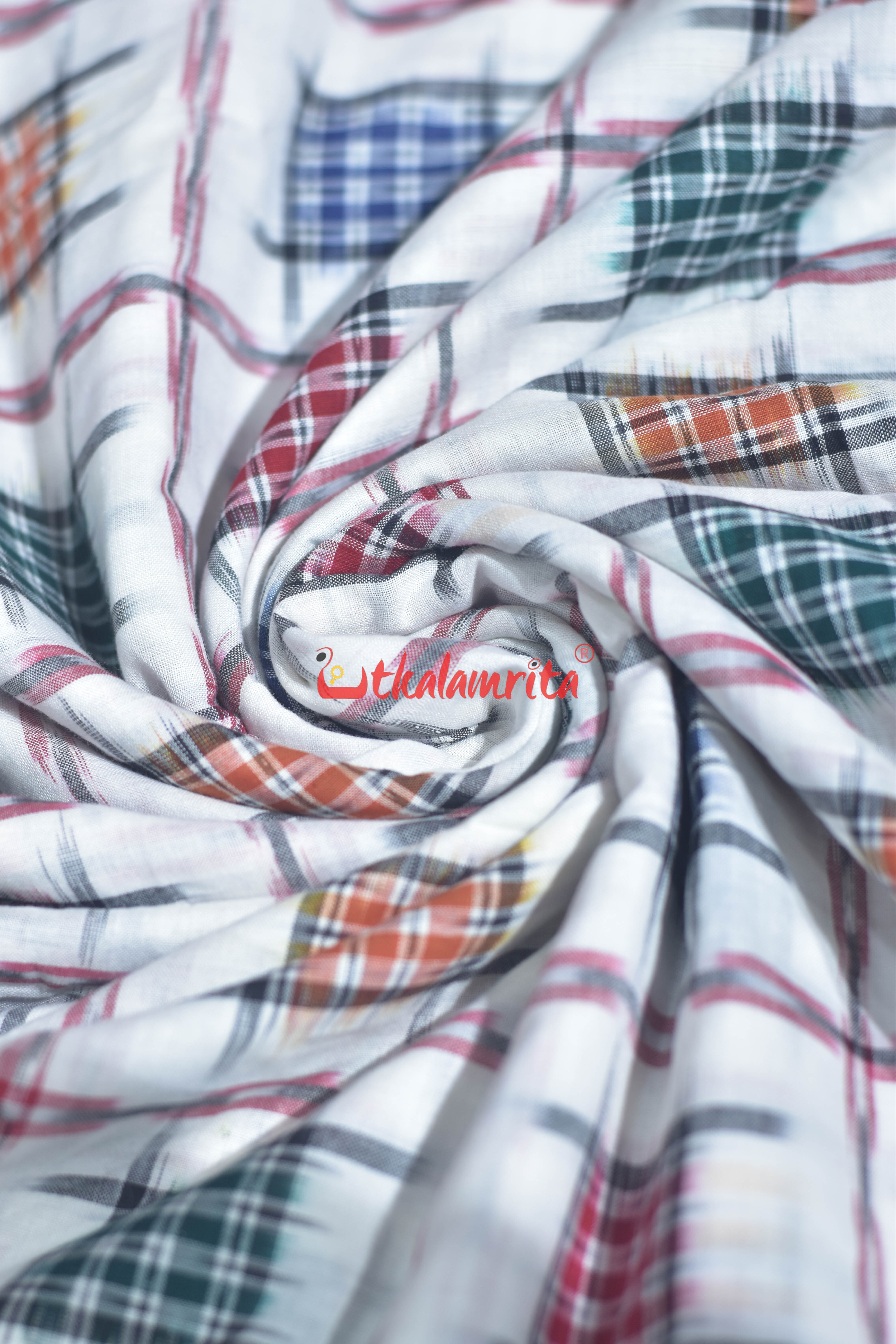 White Mini Aswini Sambalpuri Cotton (Fabric)