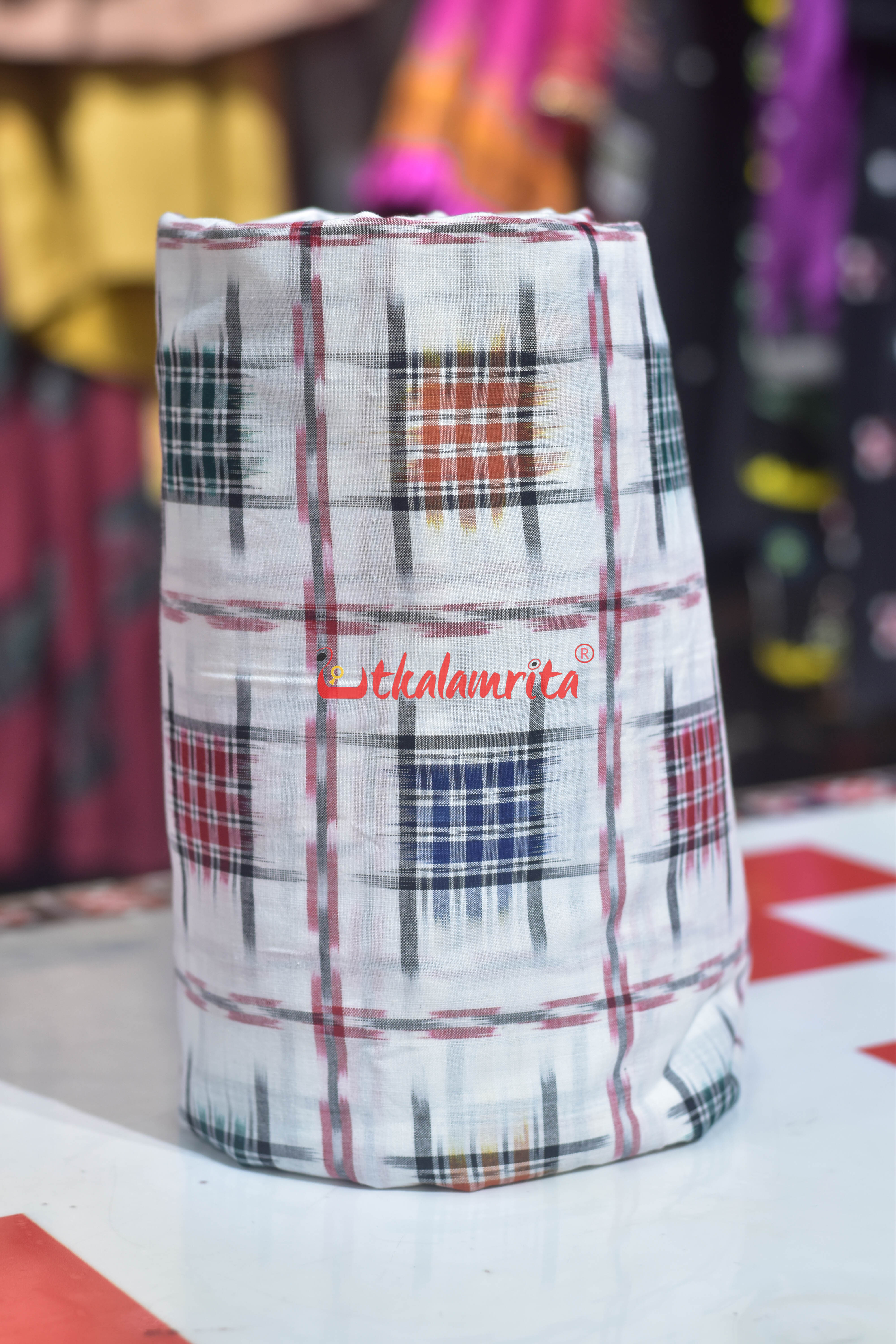 White Mini Aswini Sambalpuri Cotton (Fabric)