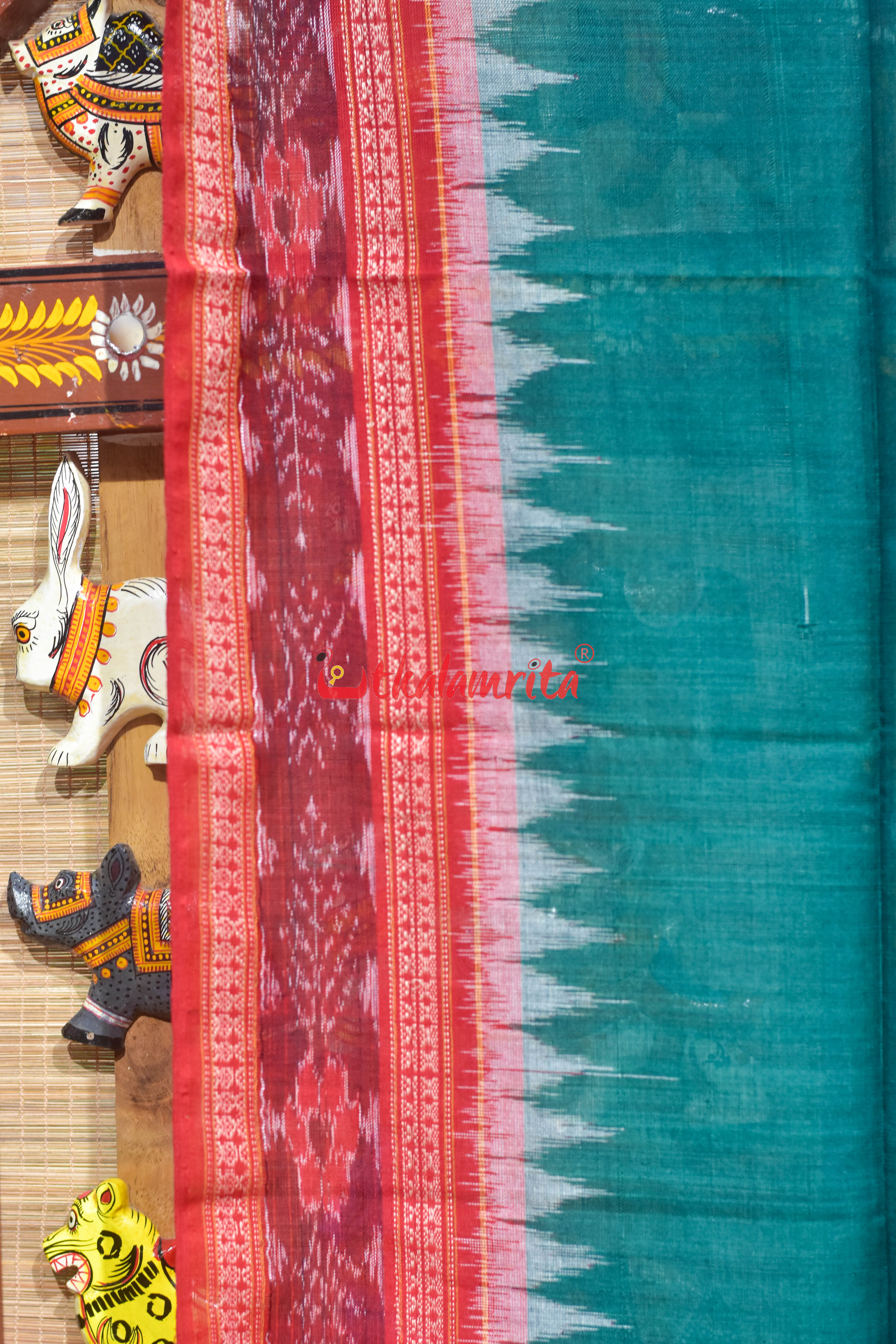 Green Red Flower Bandha Cotton (Dupatta)