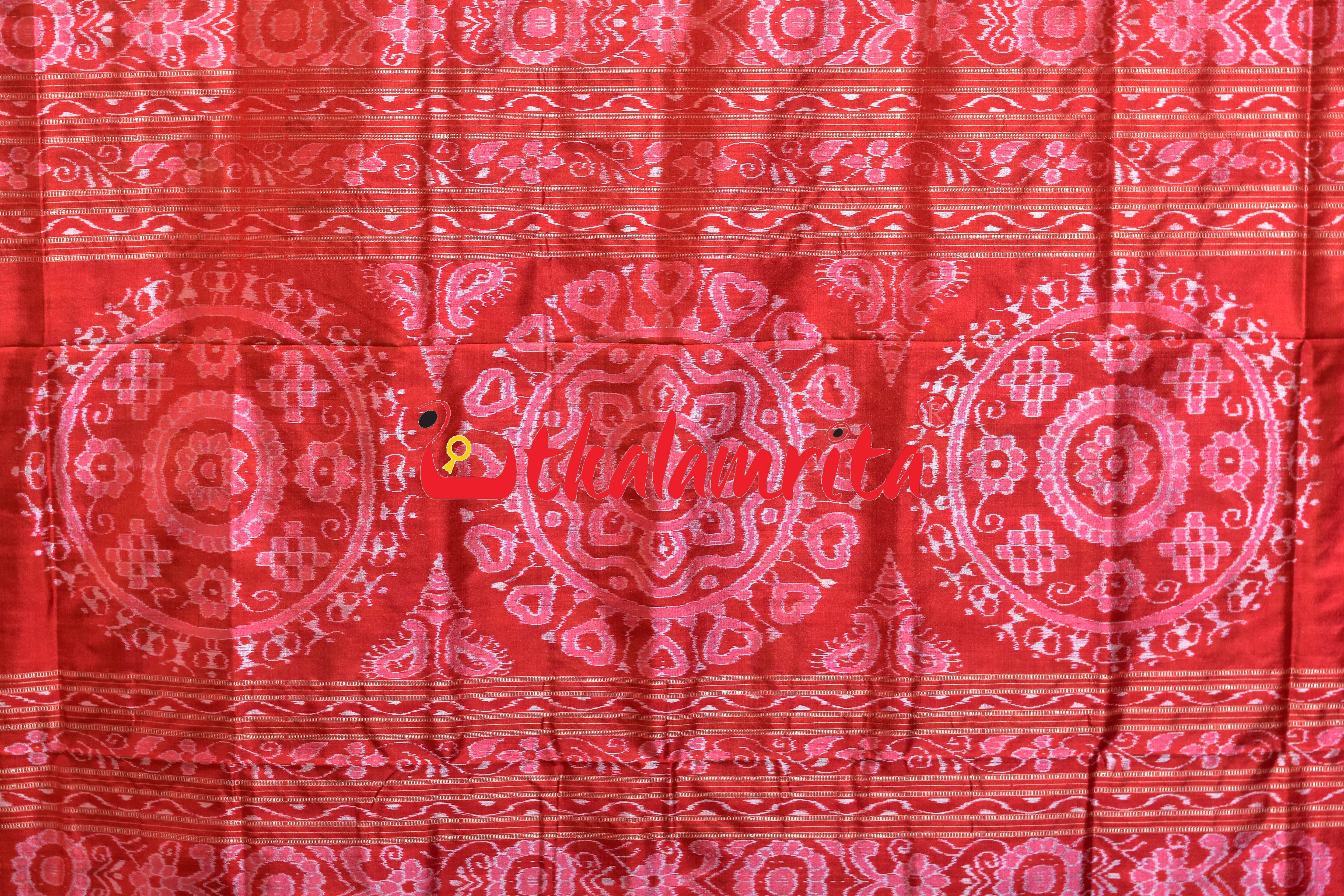 Yellow Green Red Tribal Ghara Sambalpuri Silk Saree
