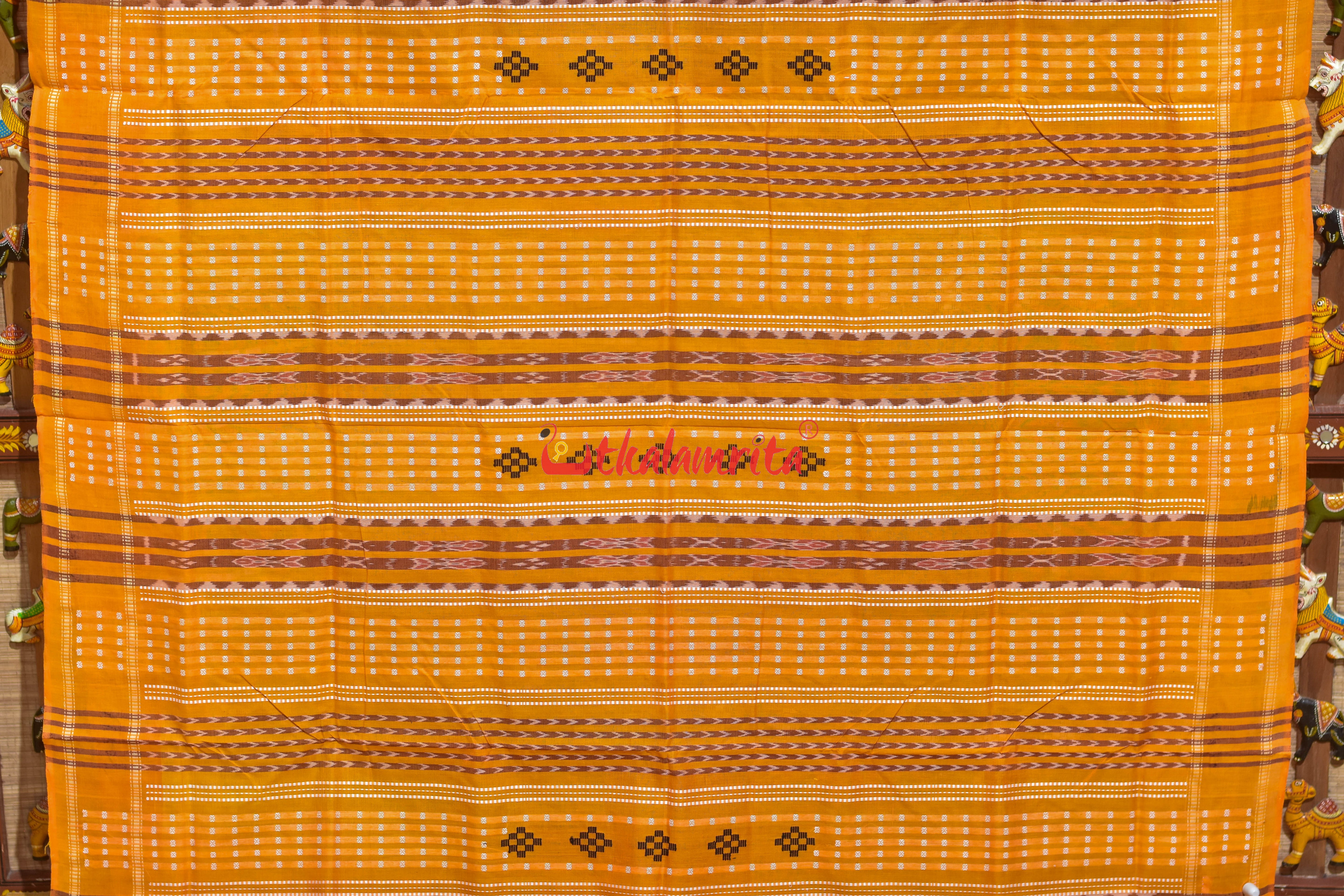 Maroon Yellow Mahal Bapta Saree