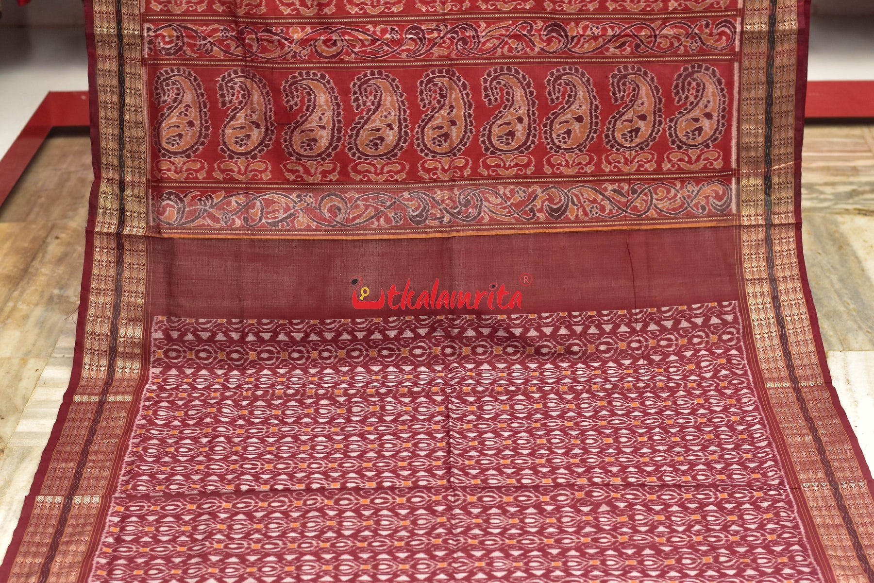 Pink Flowers Body Bandha Sambalpuri Cotton Saree