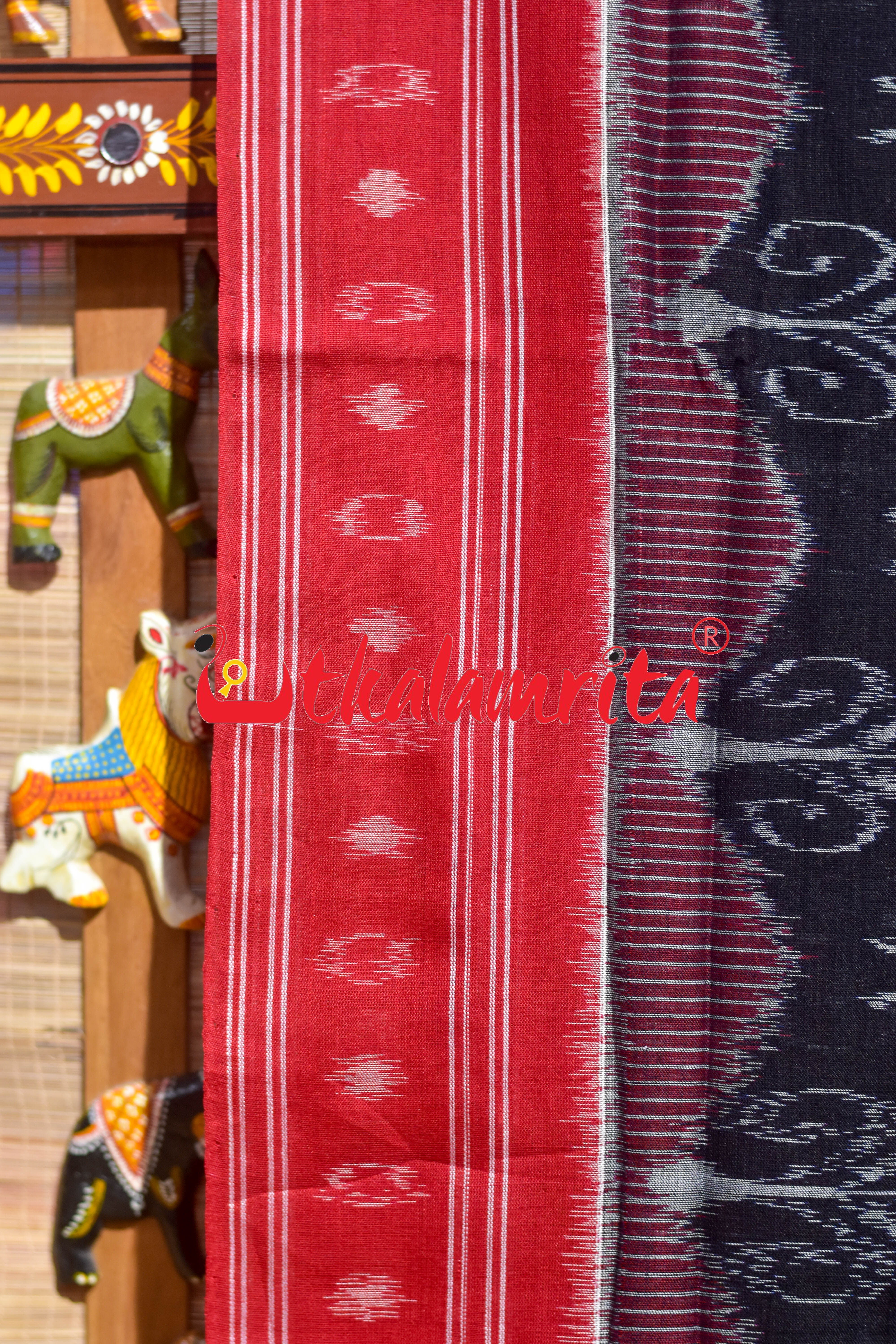 Black Red Tribal Homes Khandua Cotton Saree