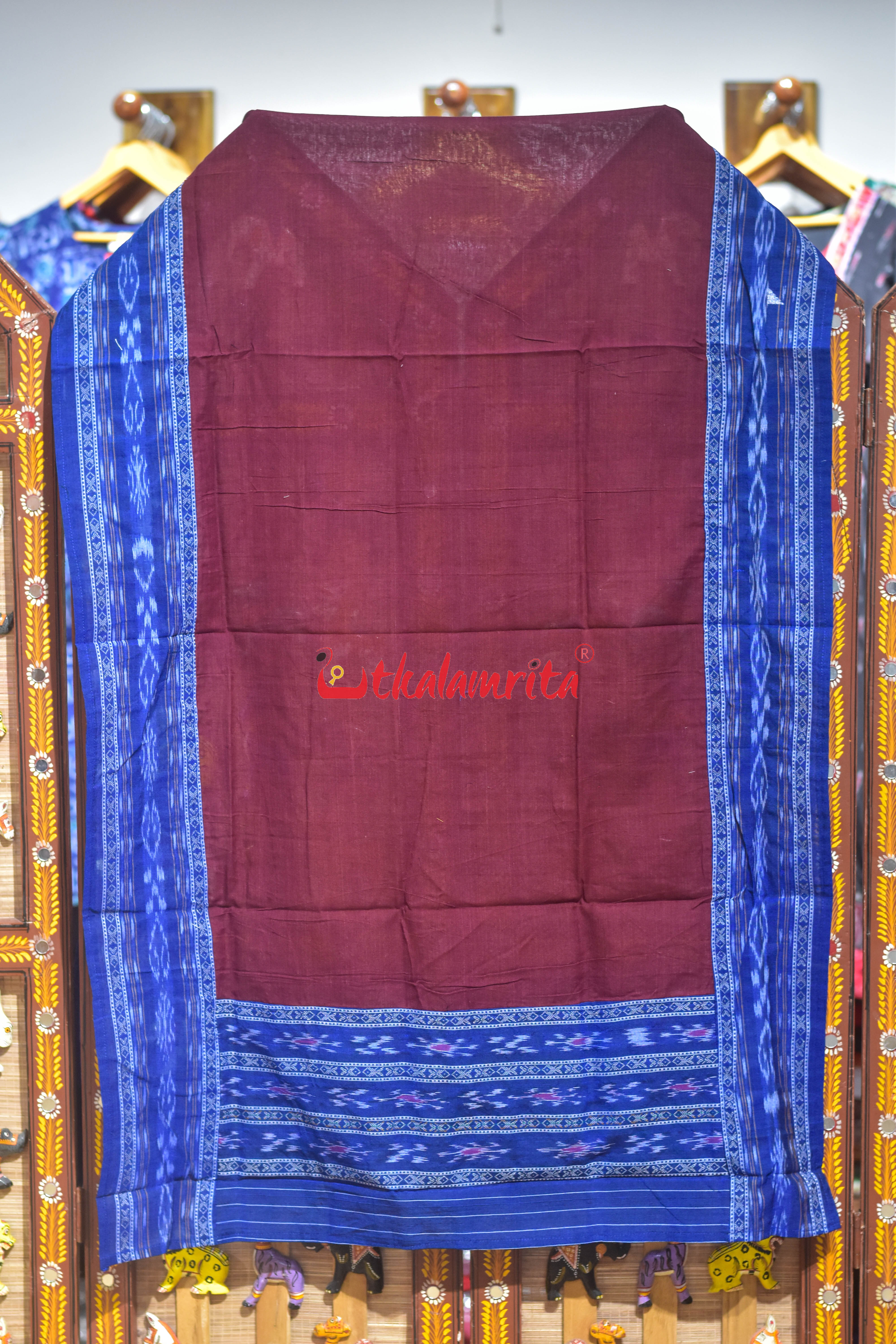 Light Blue Maroon Simple Pasapali Flower Dress Set