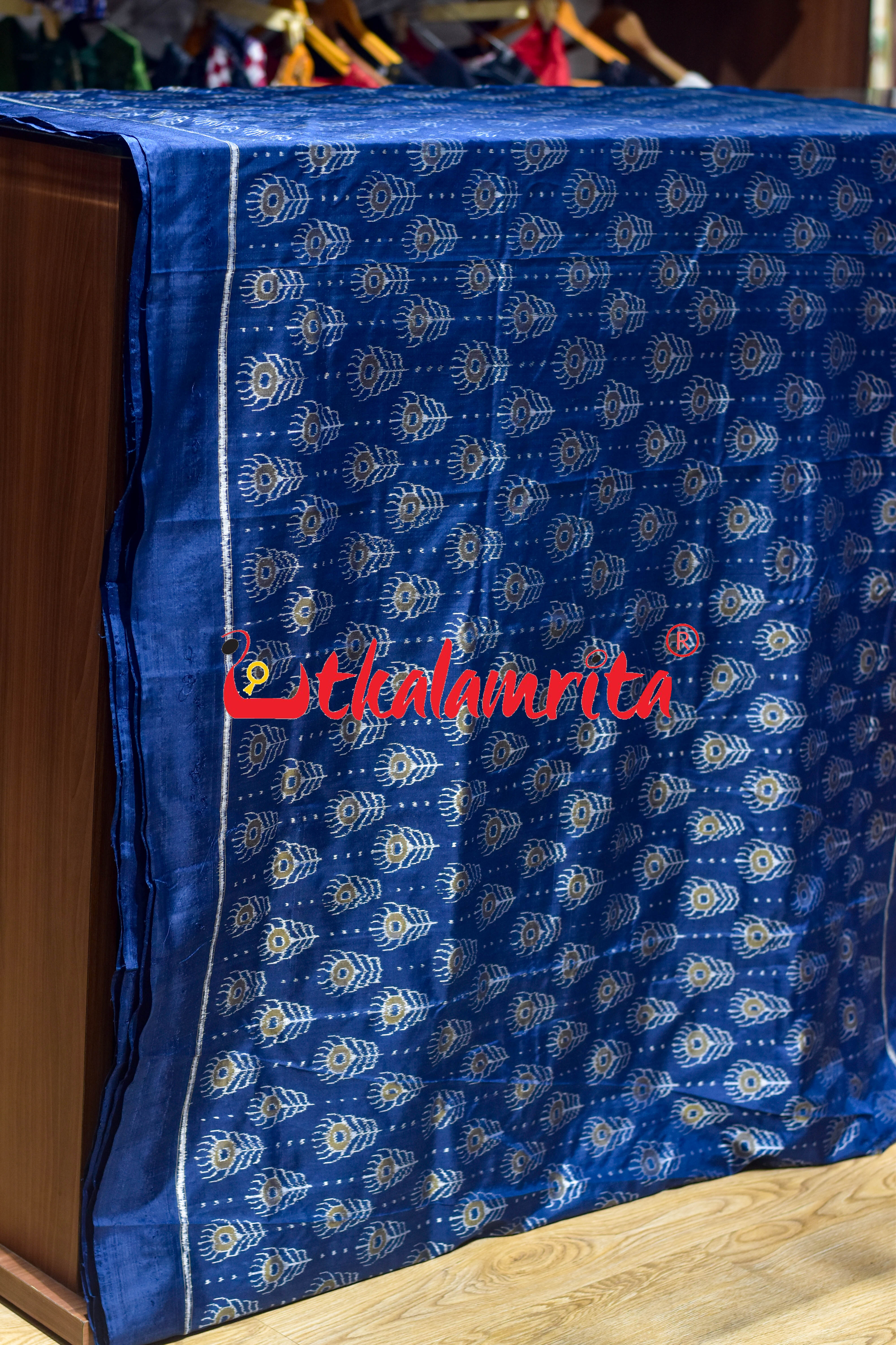 Royal Blue Mayurapucha Sambalpuri Silk (Fabric)