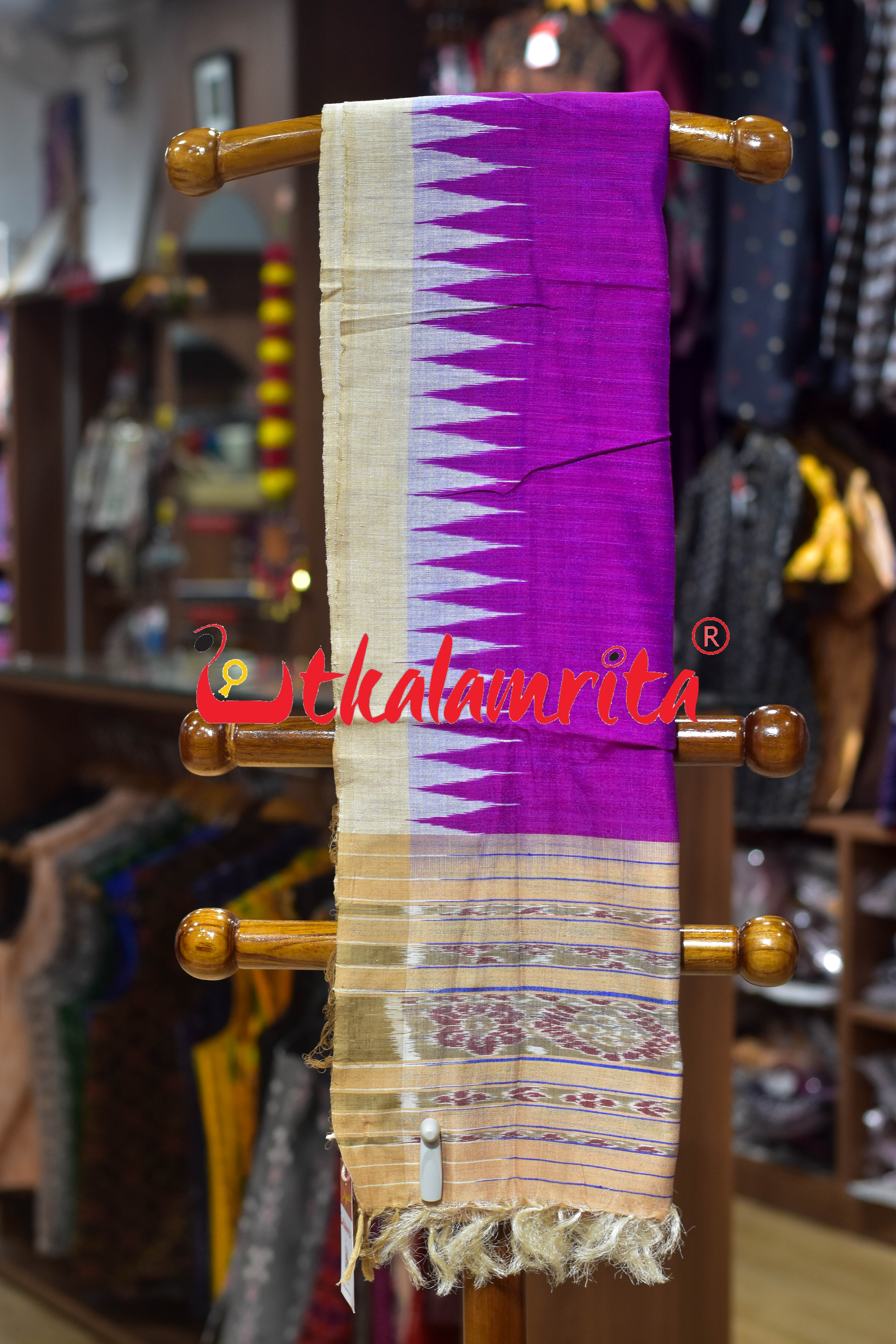 Magenta Ikat Gopalpur Tussar (Dupatta)