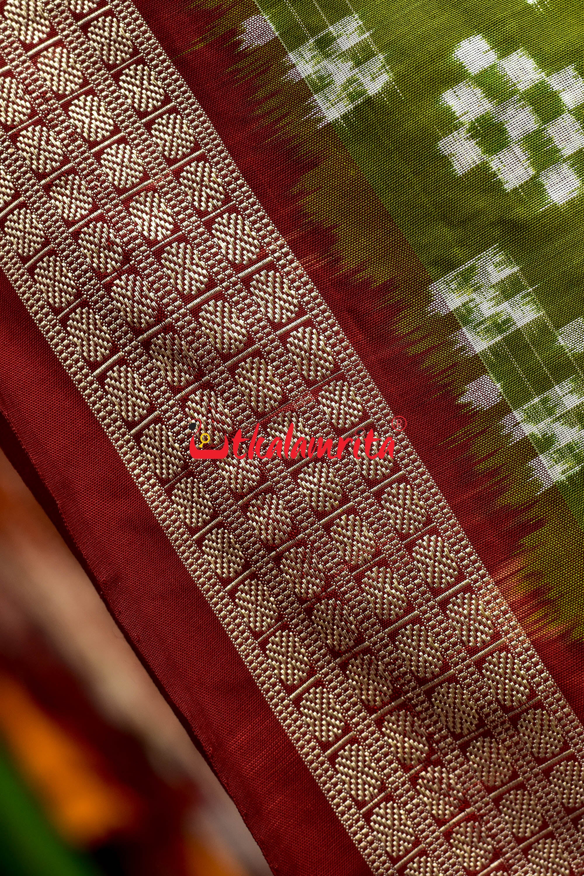 45 Kuthi Mehndi Maroon Pasapali Silk Saree