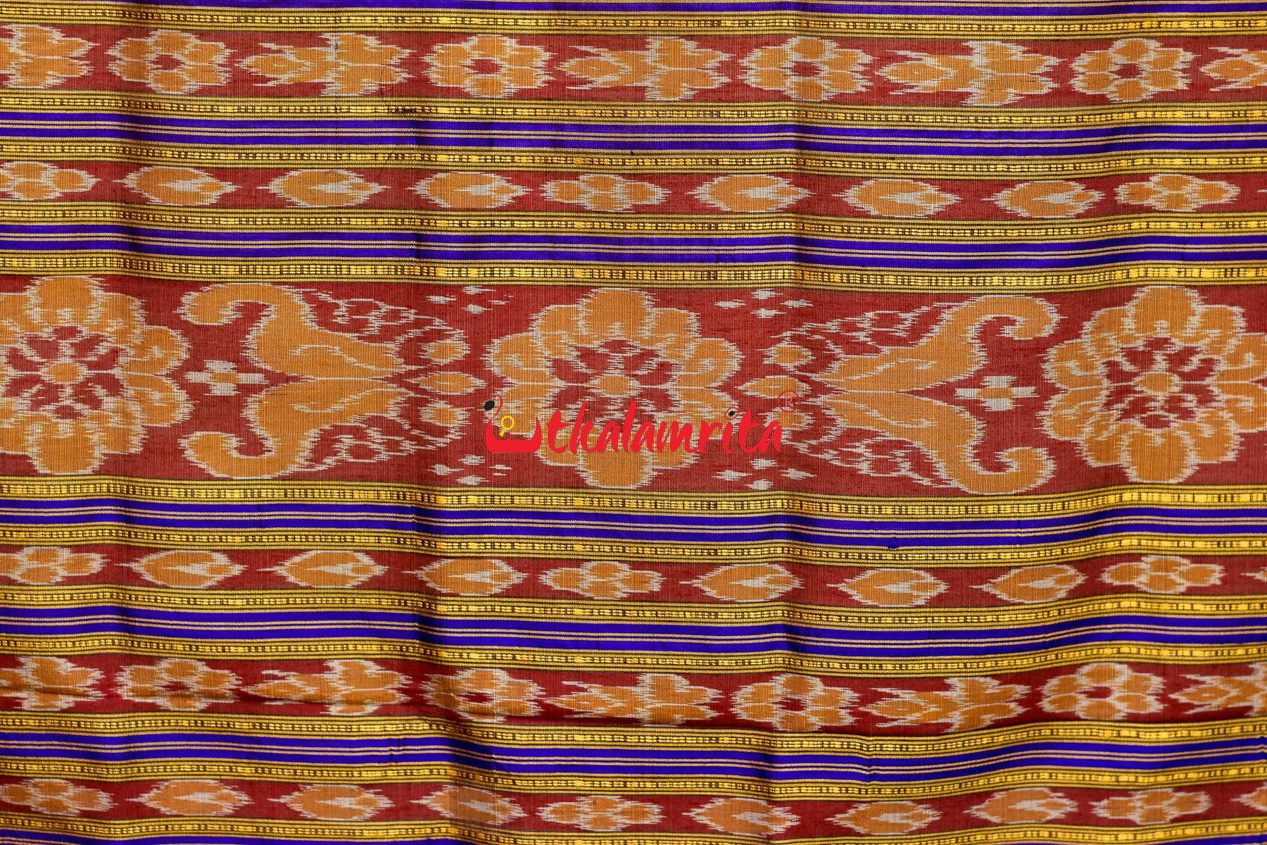 Snow White Ganga Jamuna Khandua Silk Saree
