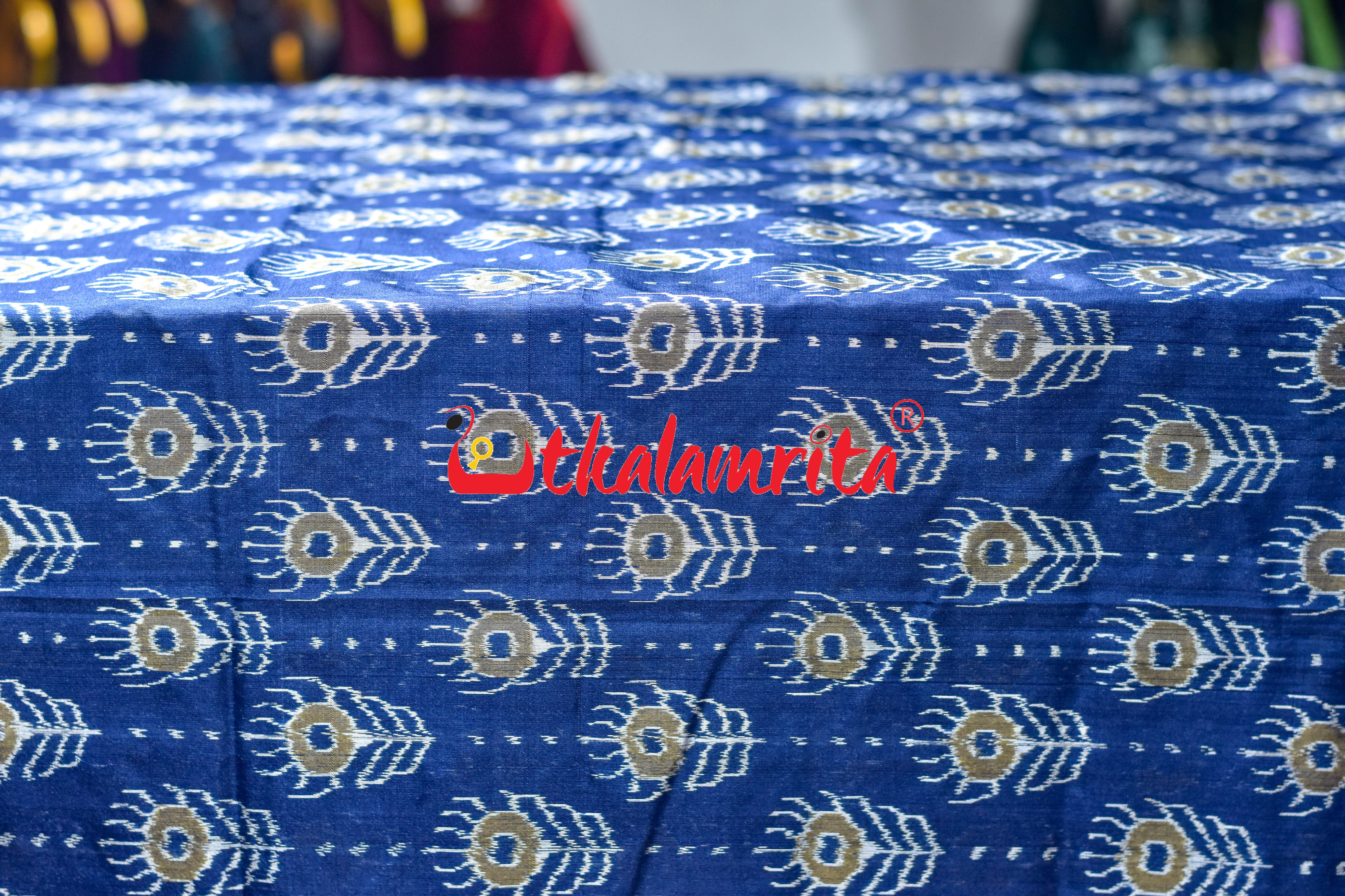 Royal Blue Mayurapucha Sambalpuri Silk (Fabric)