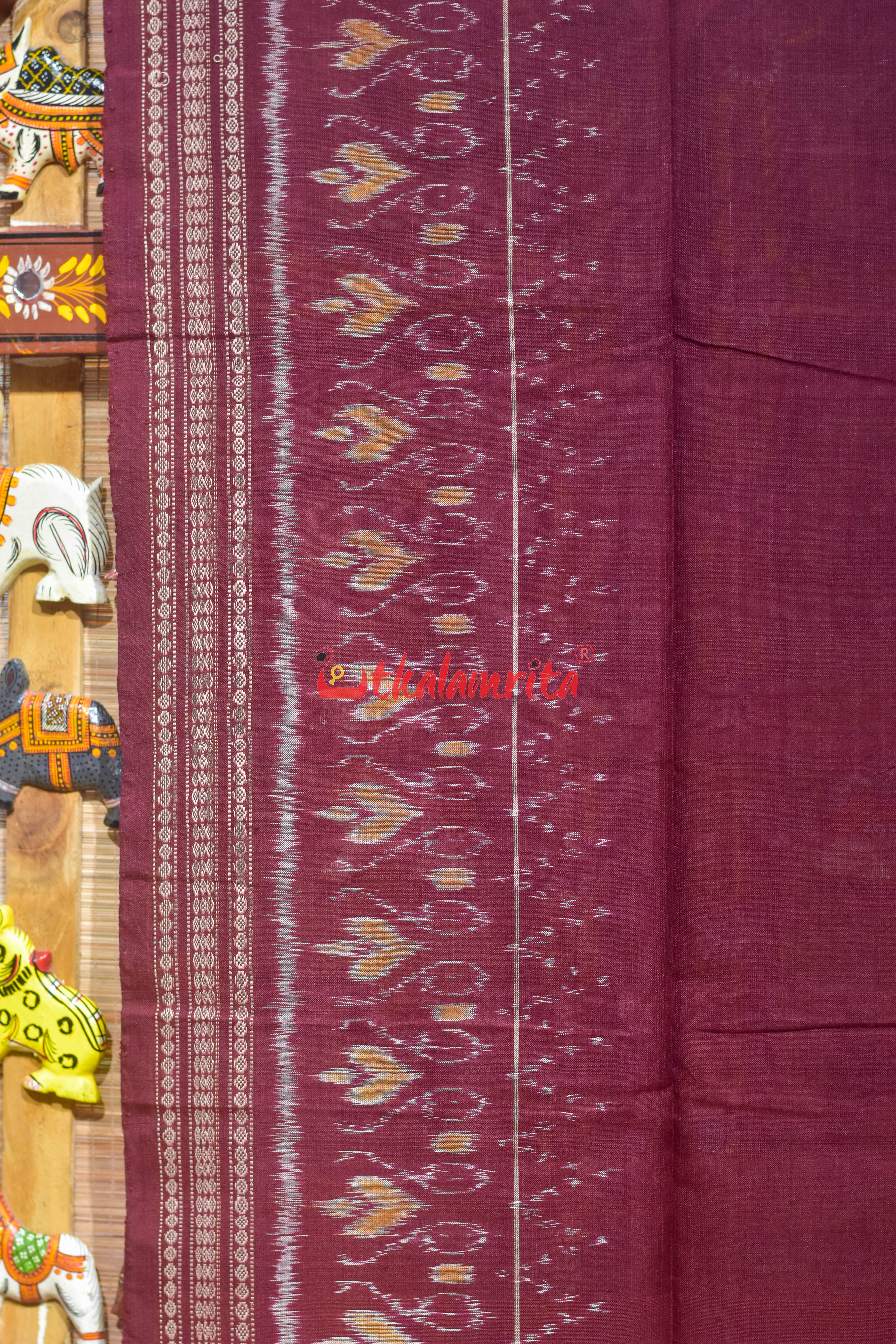 Maroon with Heart Border Cotton (Dupatta)