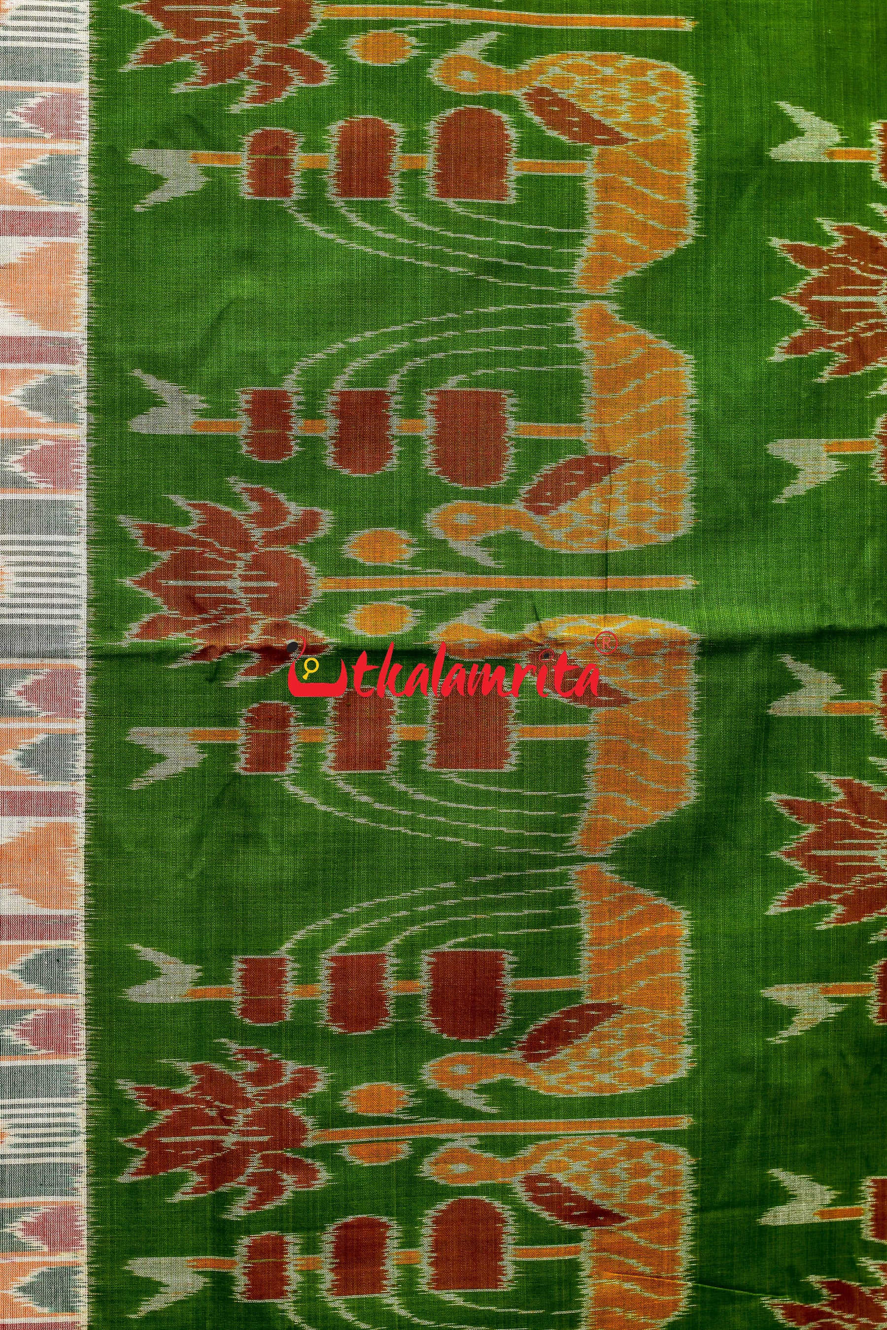 Half Half Taj Mahal Boita Mehndi Khandua Cotton Saree