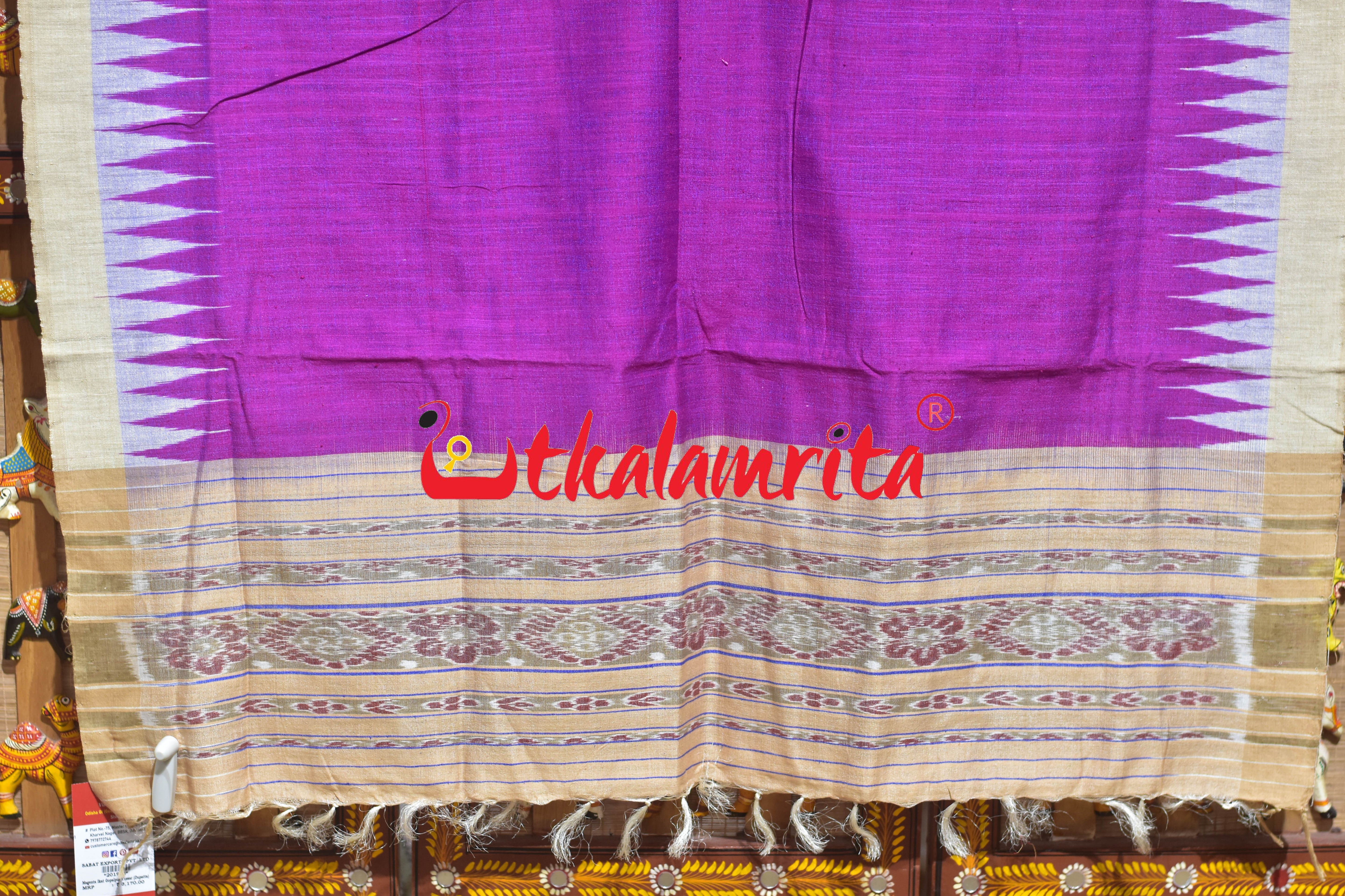Magenta Ikat Gopalpur Tussar (Dupatta)