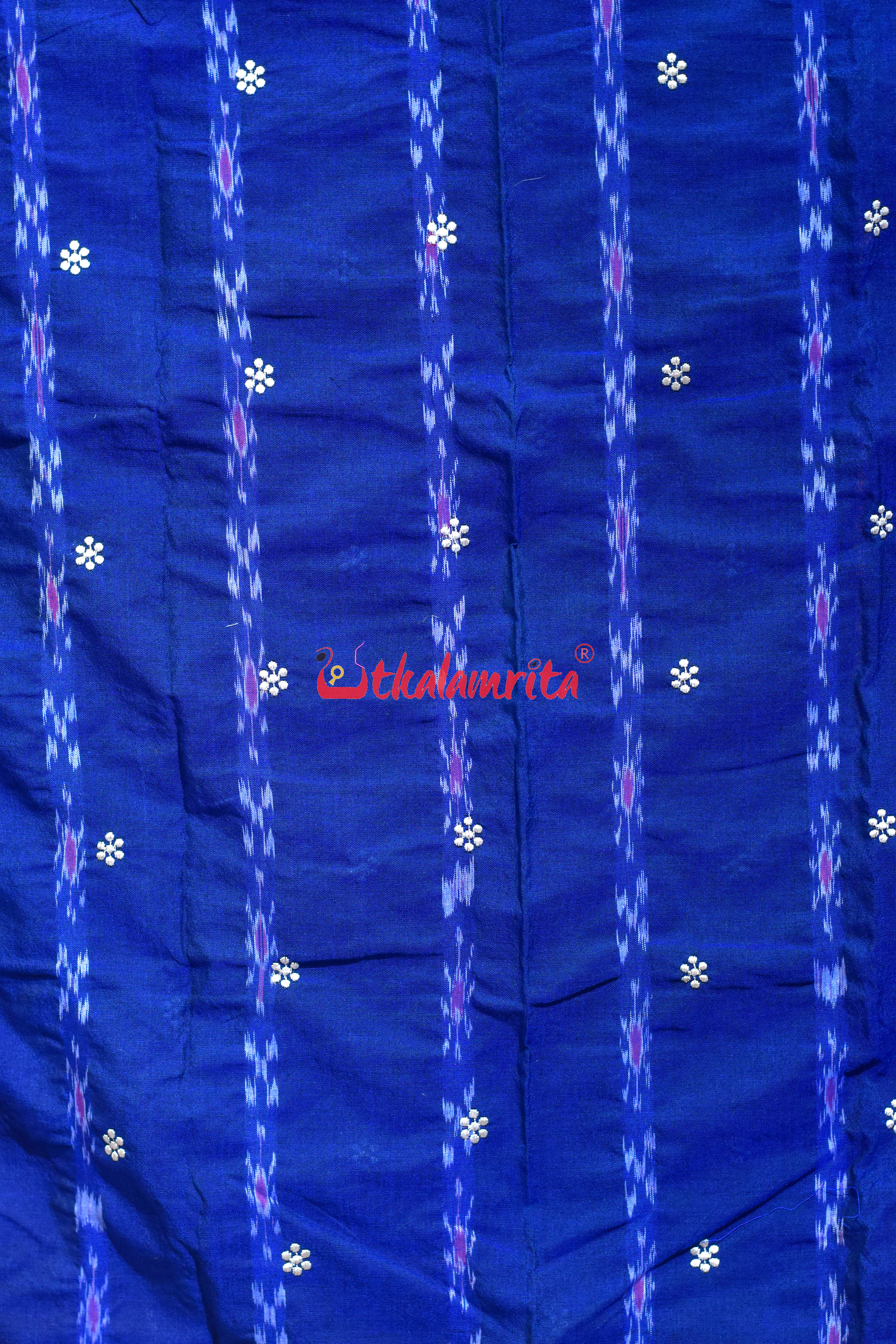 Light Blue Maroon Simple Pasapali Flower Dress Set