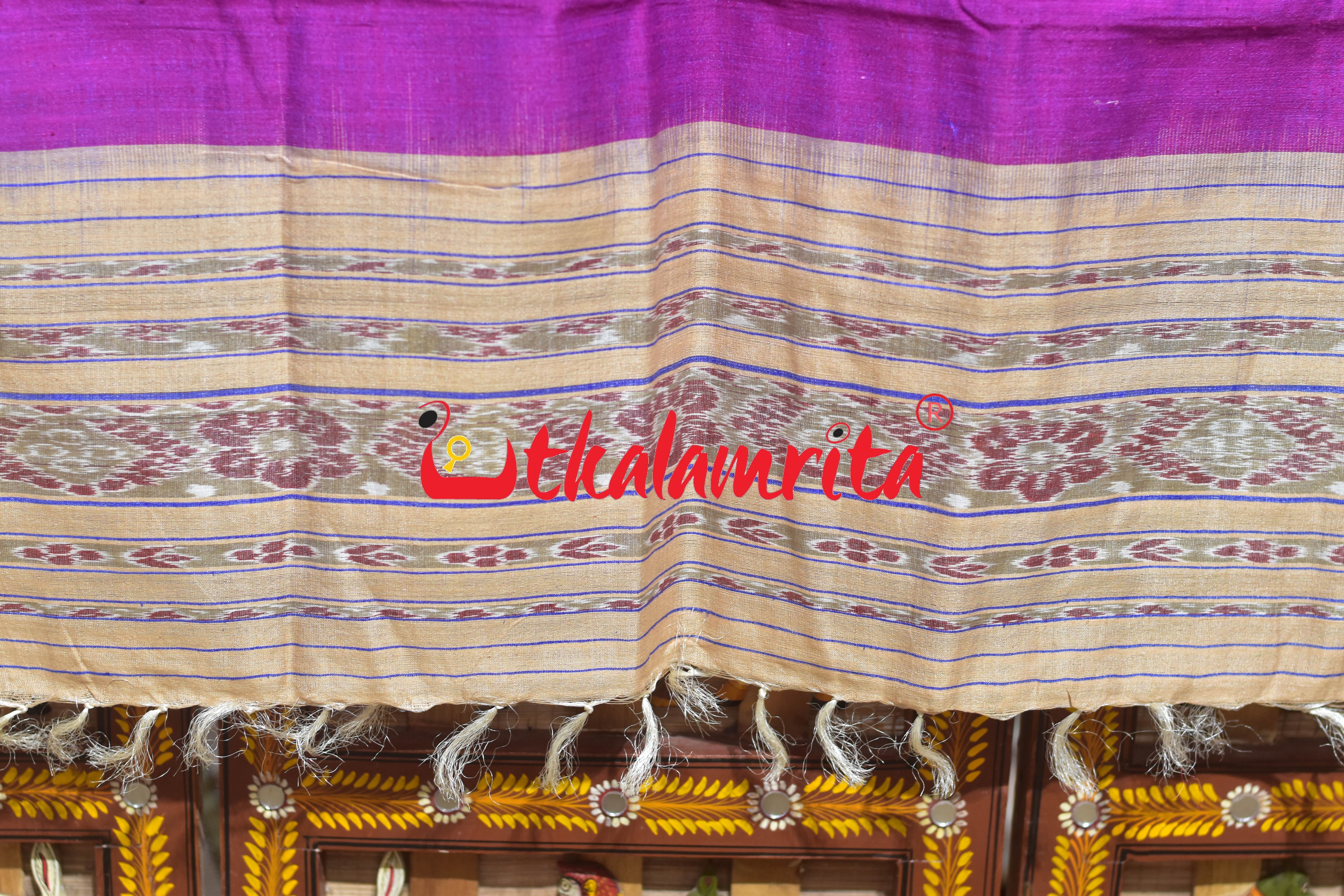Magenta Ikat Gopalpur Tussar (Dupatta)