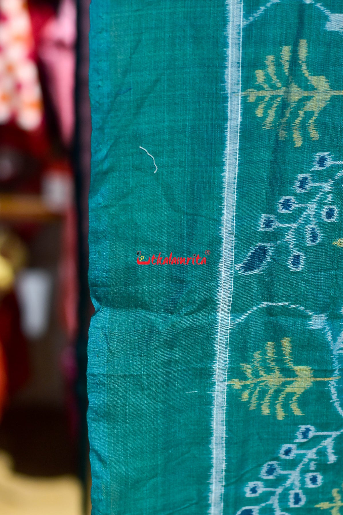 green yellow lata Patra cotton fabric
