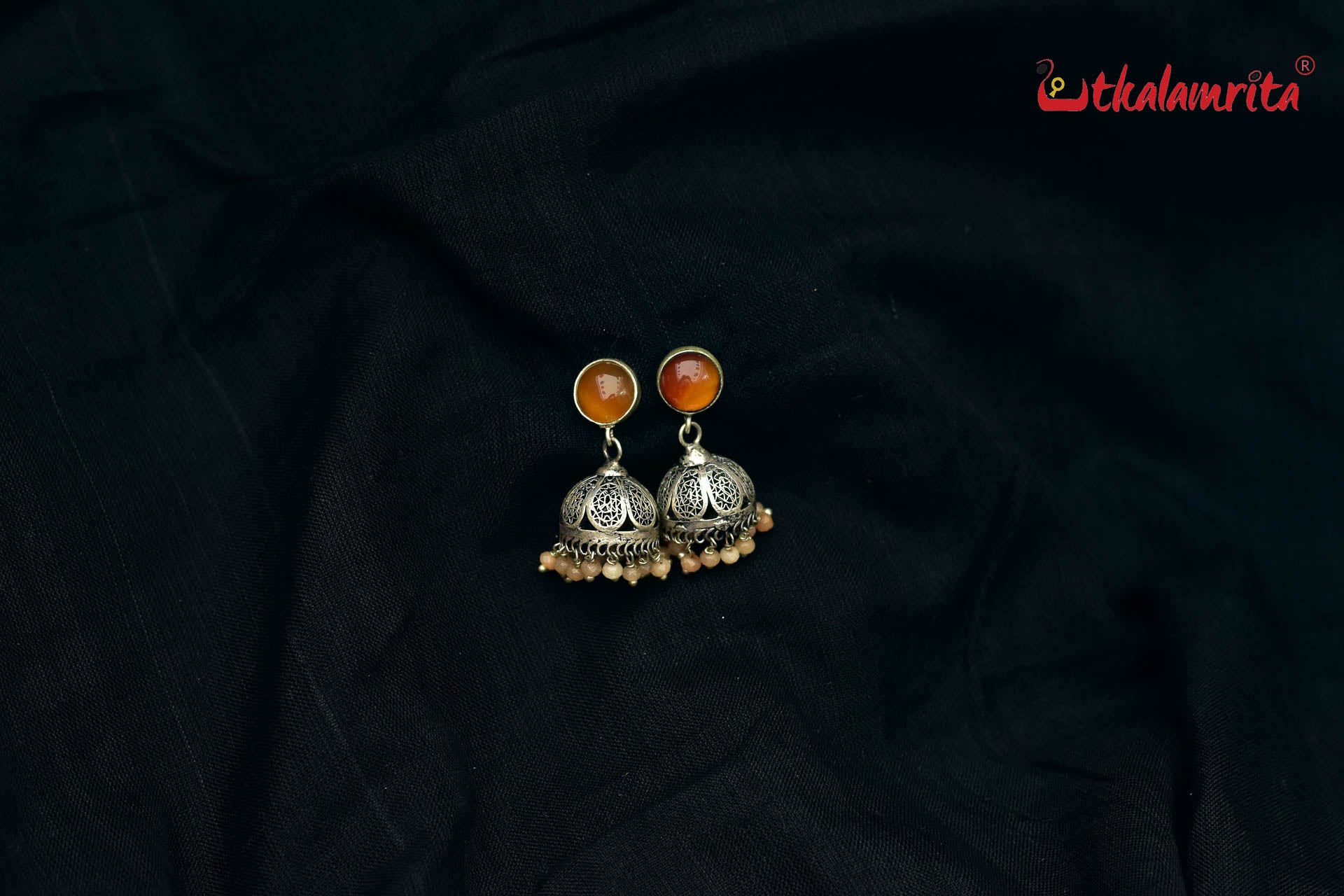 Orange Filigree Jhumka (Earrings Tops)