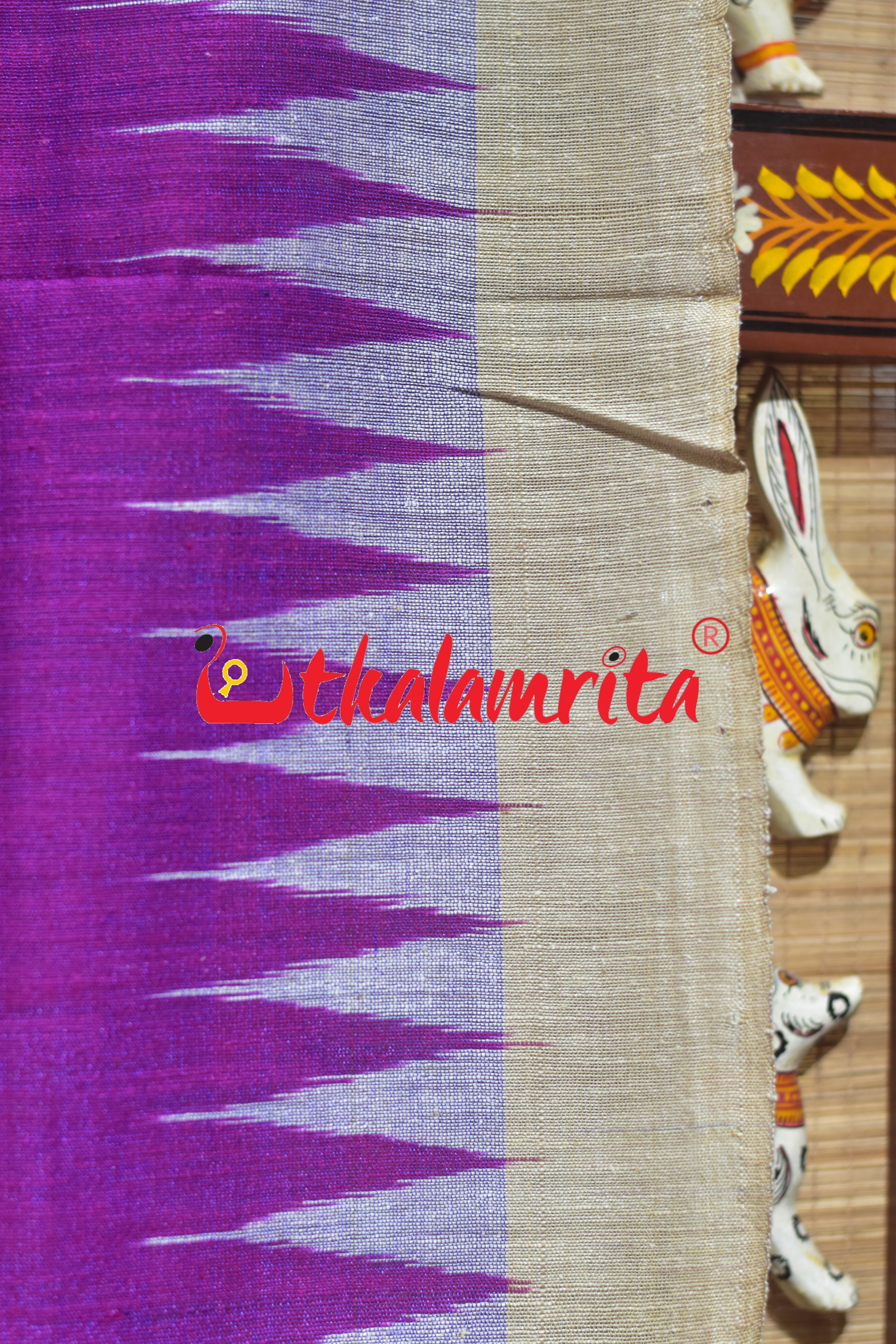 Magenta Ikat Gopalpur Tussar (Dupatta)
