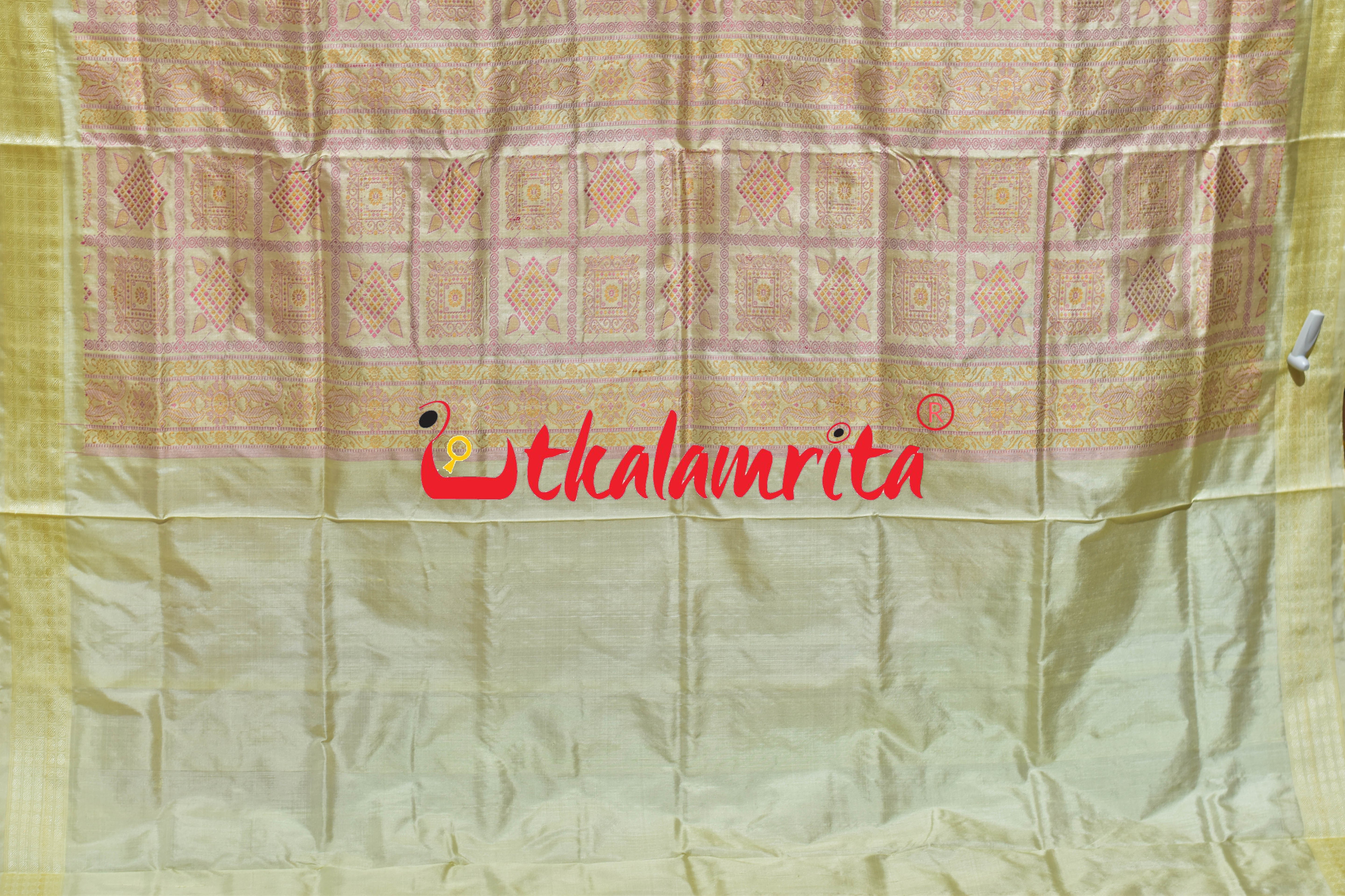 Rani Pink Off White Tribal Bomkai Silk Saree