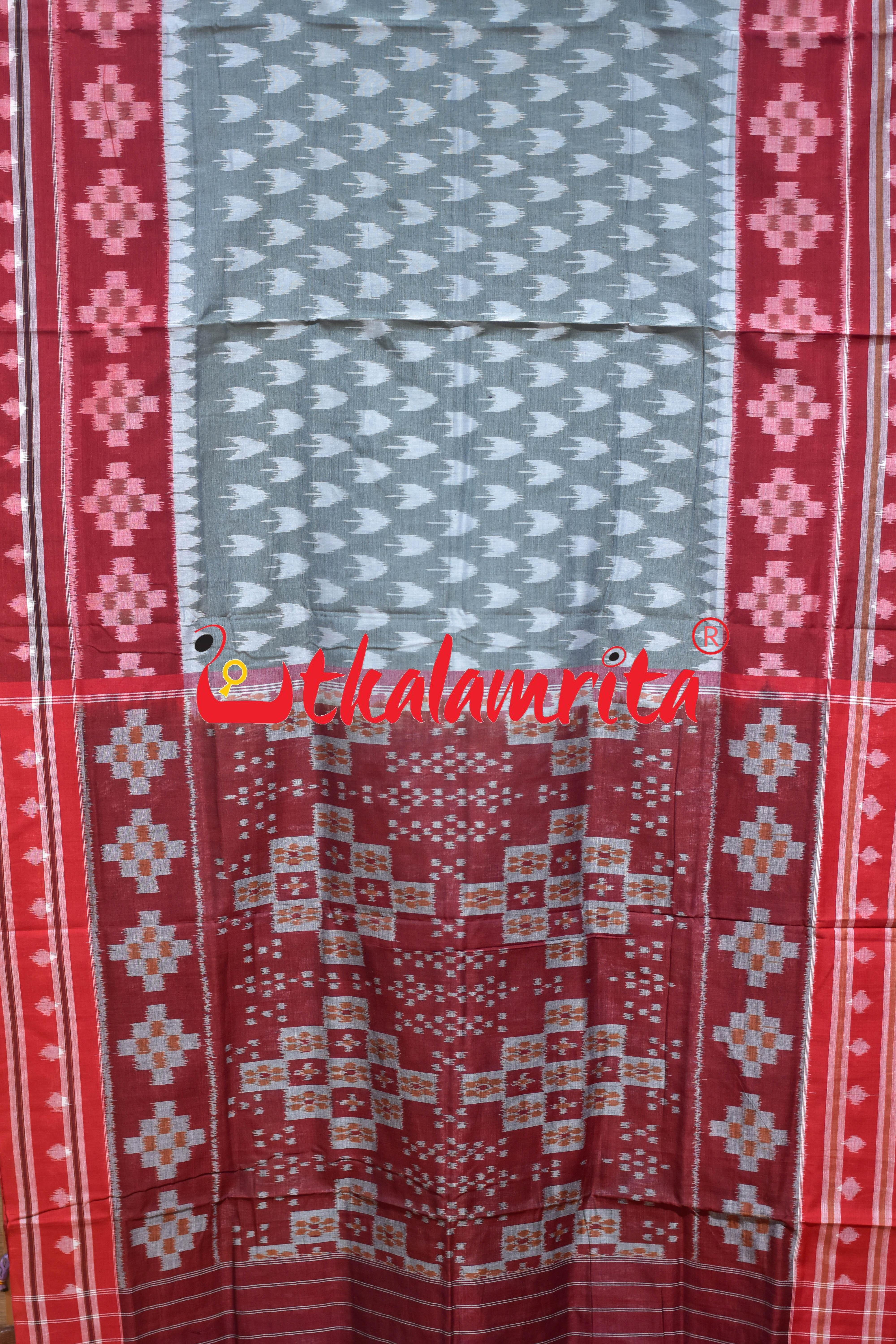 Grey Chhatu Border Pasapali Khandua Cotton Saree