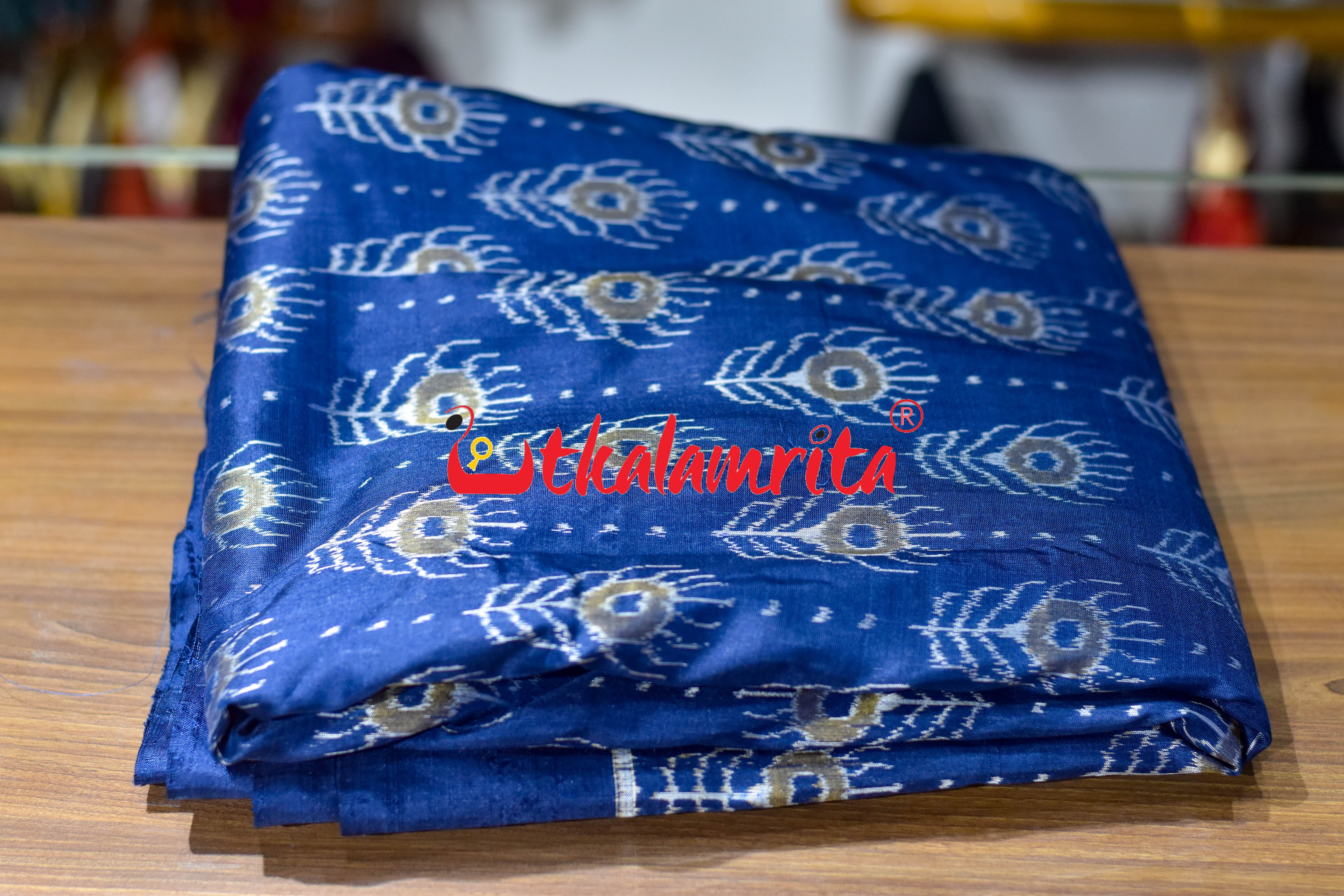 Royal Blue Mayurapucha Sambalpuri Silk (Fabric)