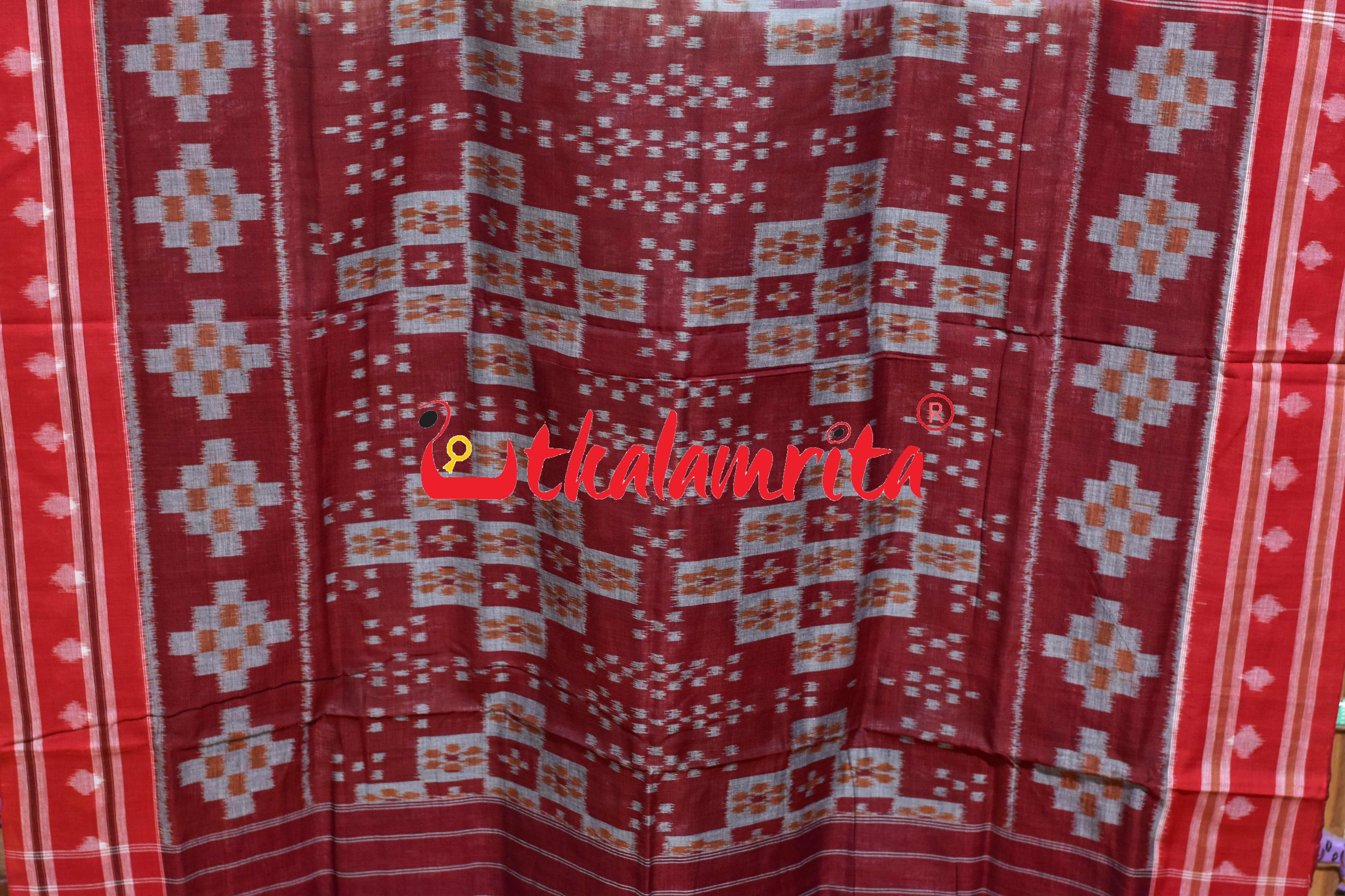 Grey Chhatu Border Pasapali Khandua Cotton Saree