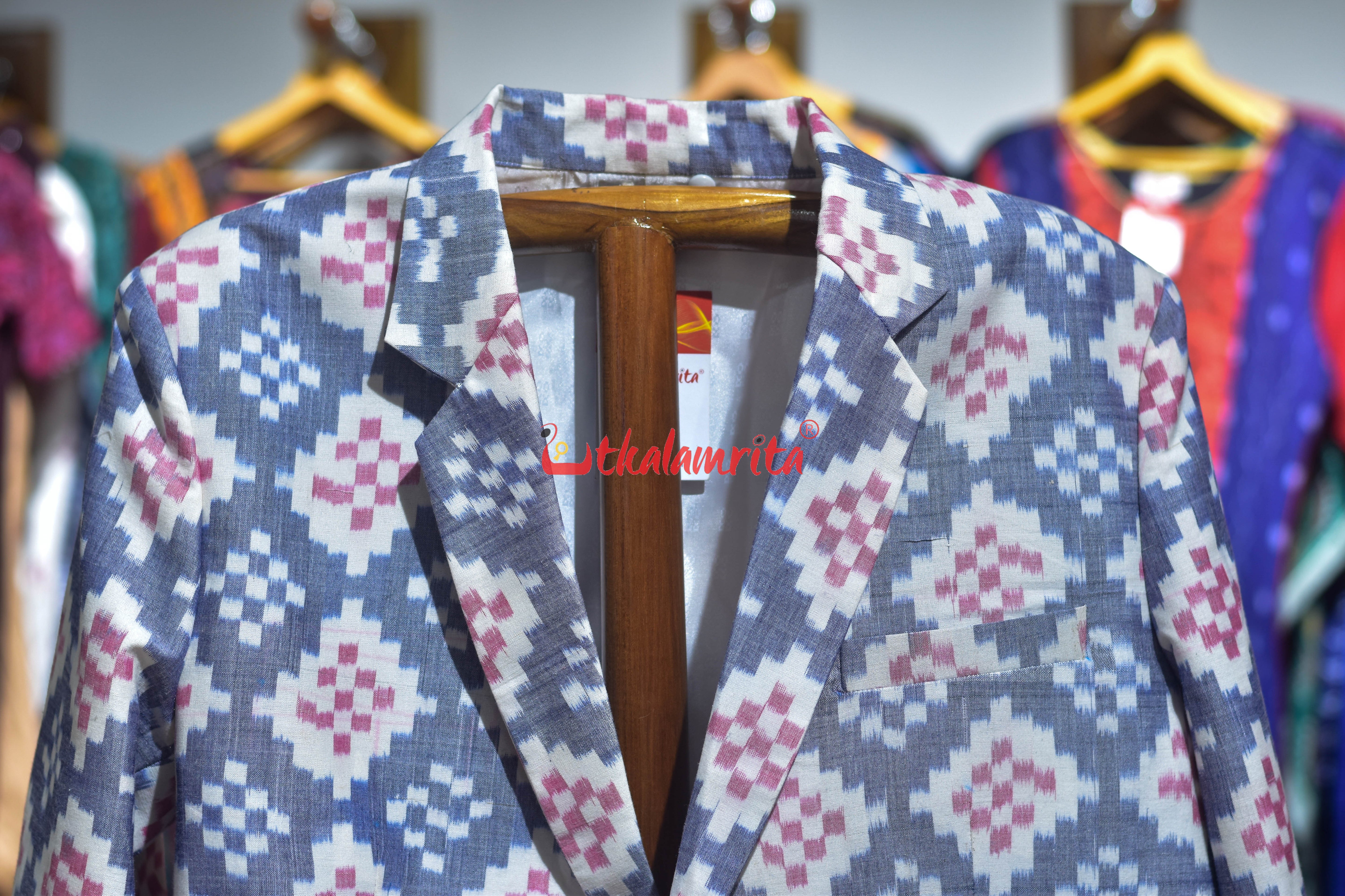 White Blue Plain Pasapali (Men's Blazer)