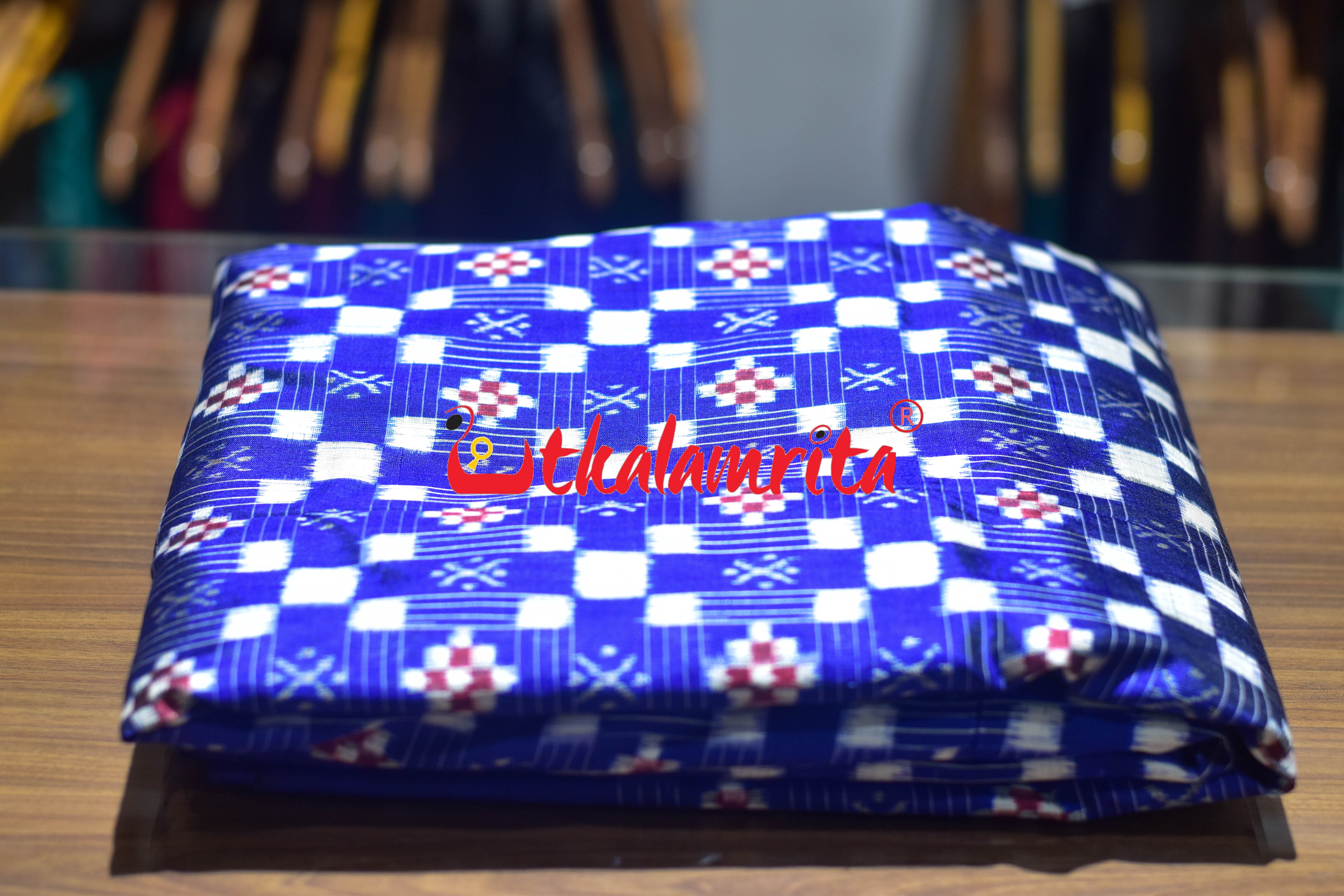 Blue White Kothi Pasapali Silk (Fabric)