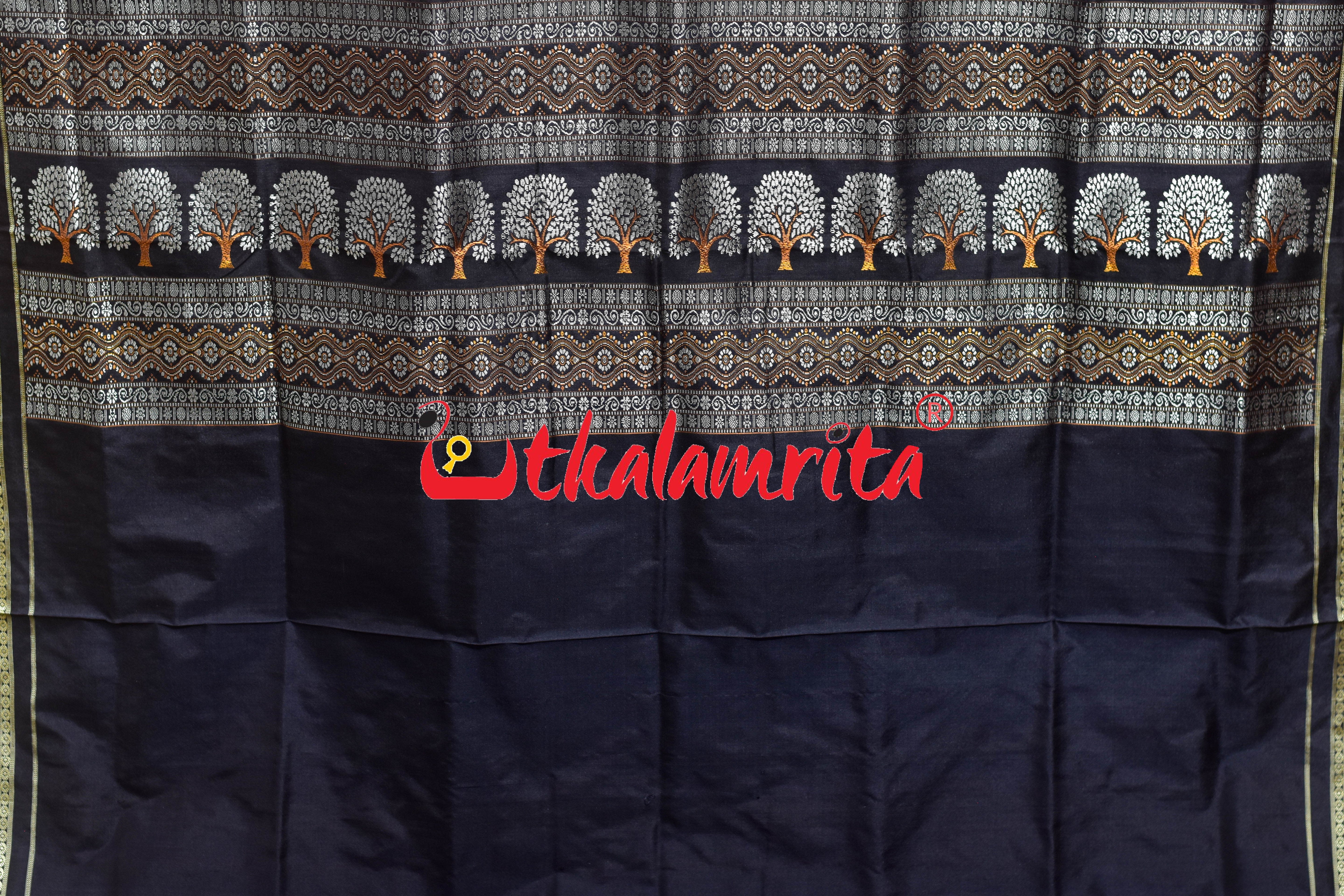 Red Black Gacha Design Bomkai Silk Saree